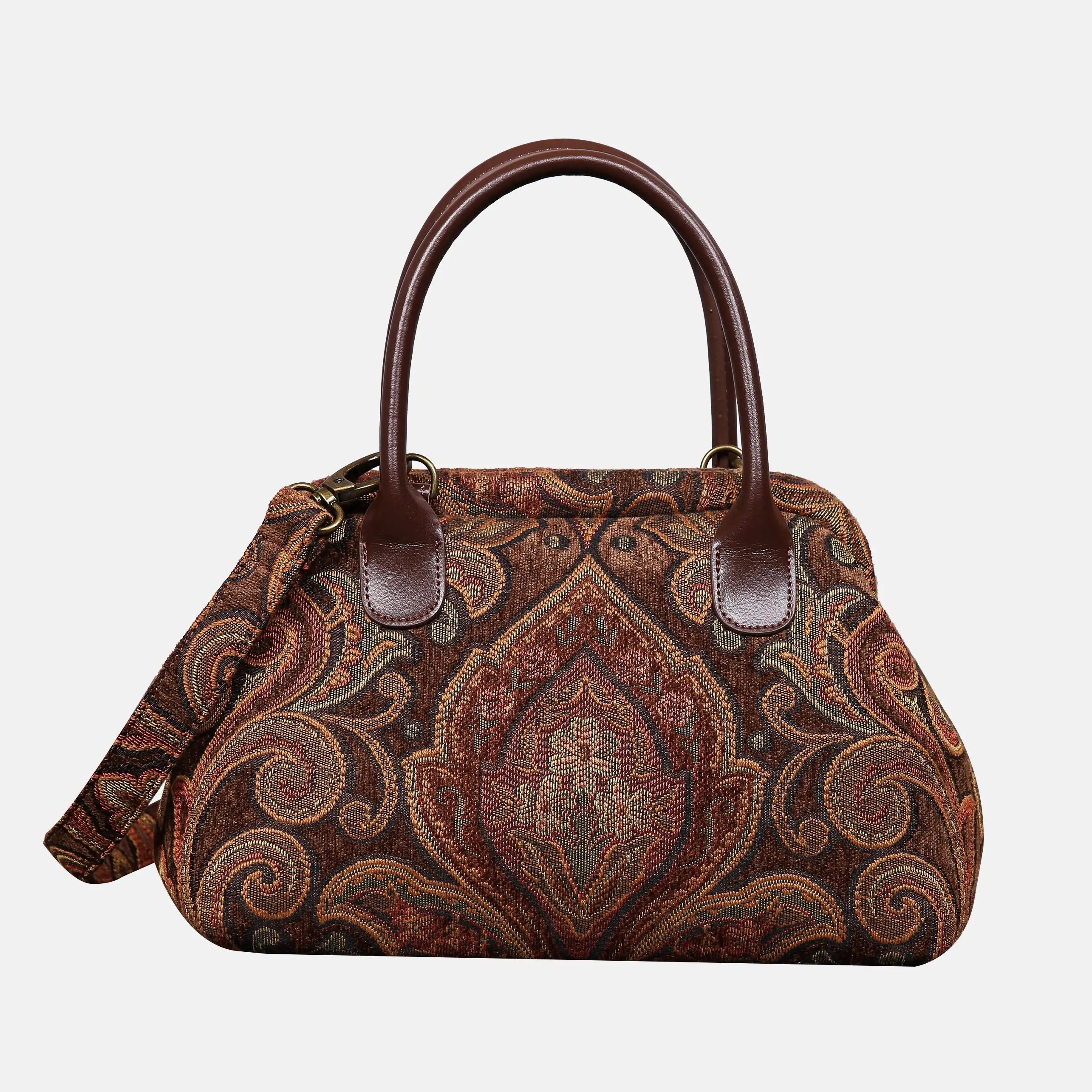 Damask D. Brown Carpet Satchel carpet bag MCW Handmade of America main