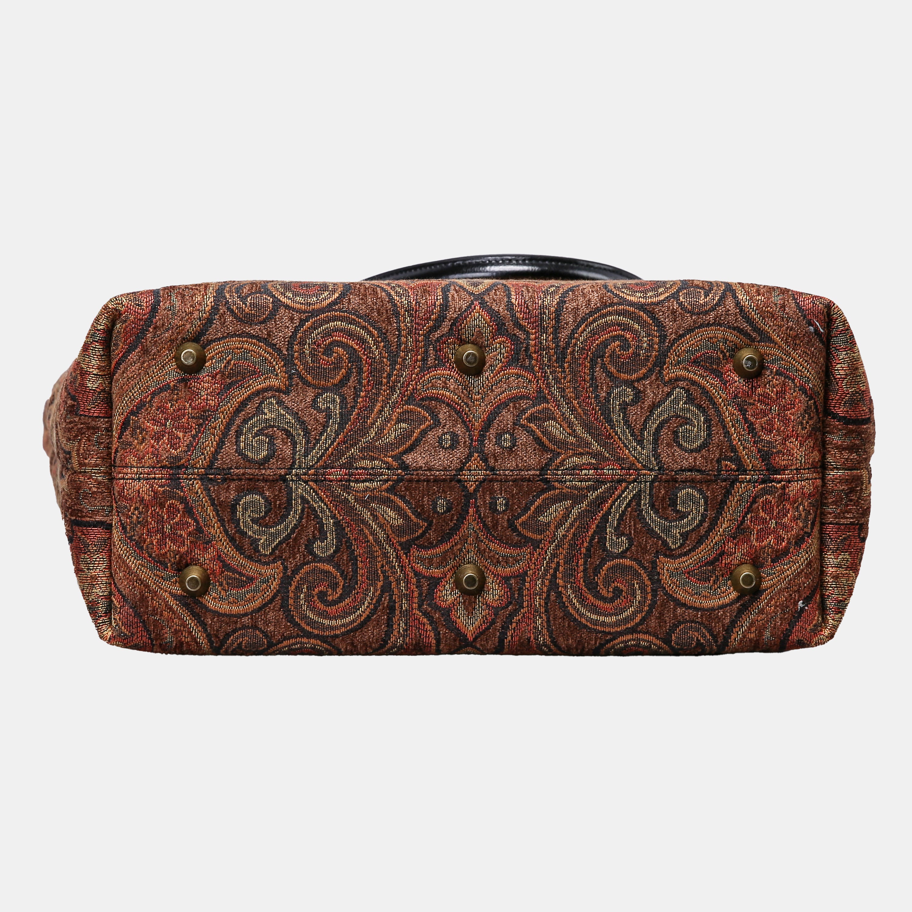 Damask D. Brown Carpet Tote Shopper Carpetbag of America bottom