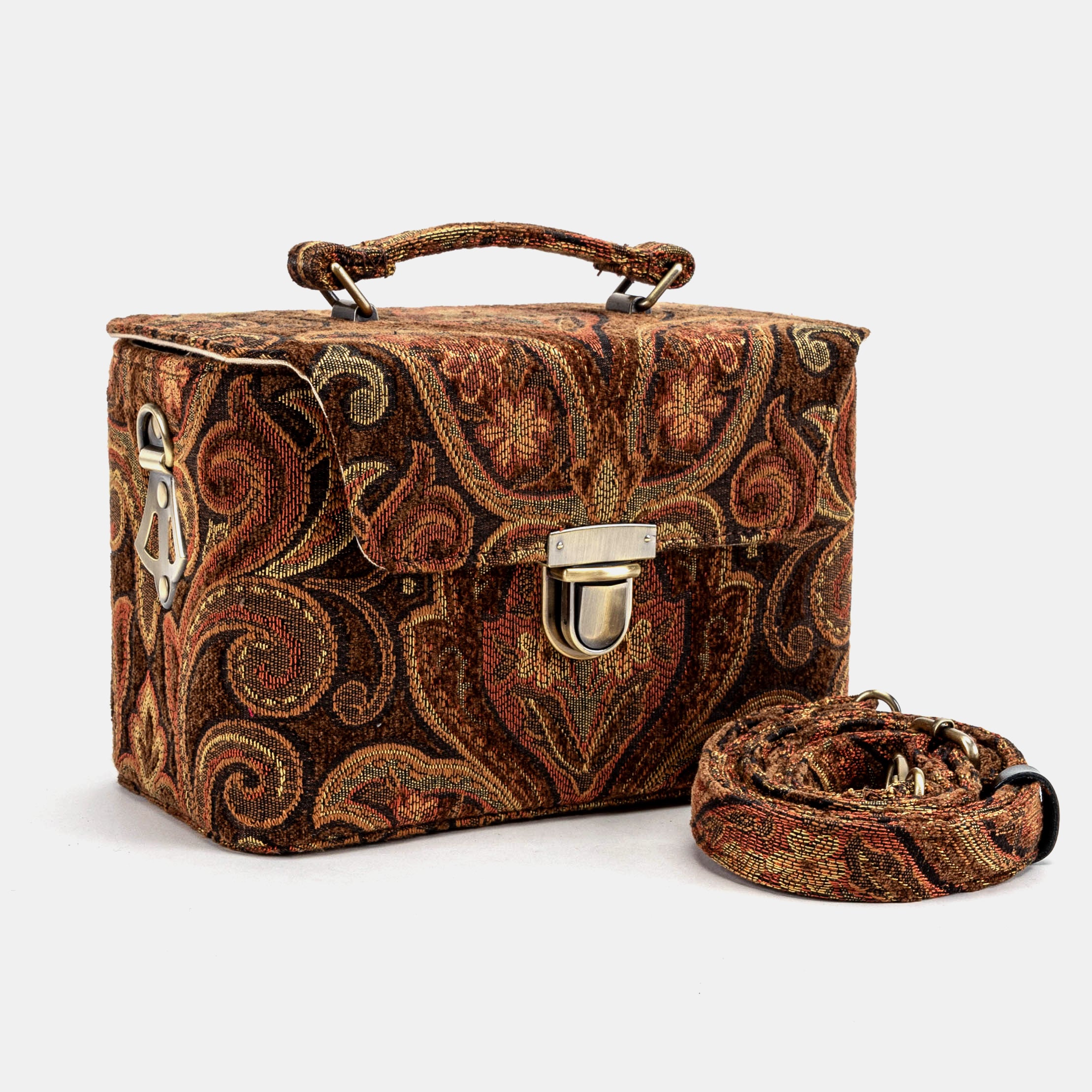 Damask D. Brown Clara Medium Train Case Purse of America main