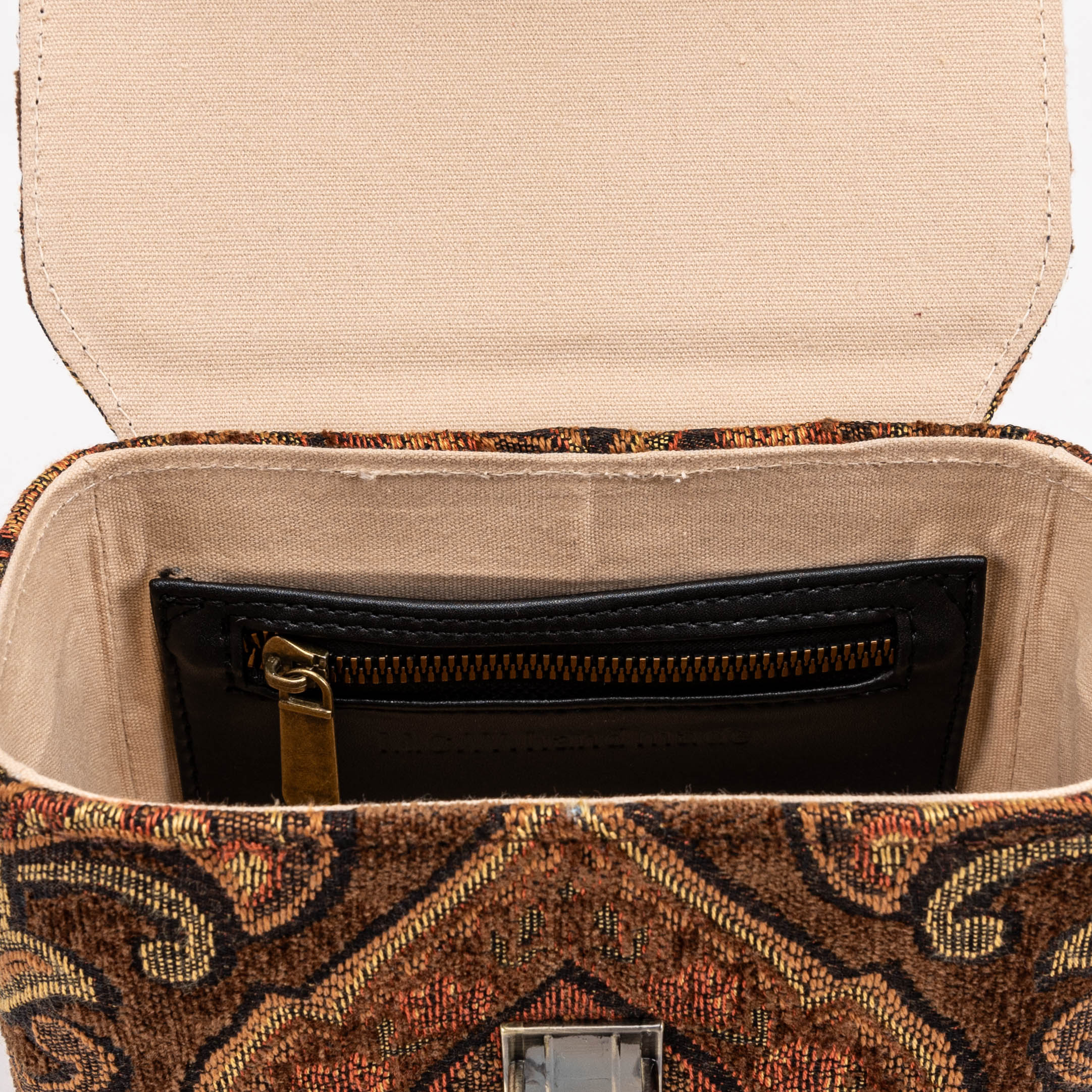 Damask D. Brown Emma Small Train Case Crossbody inside