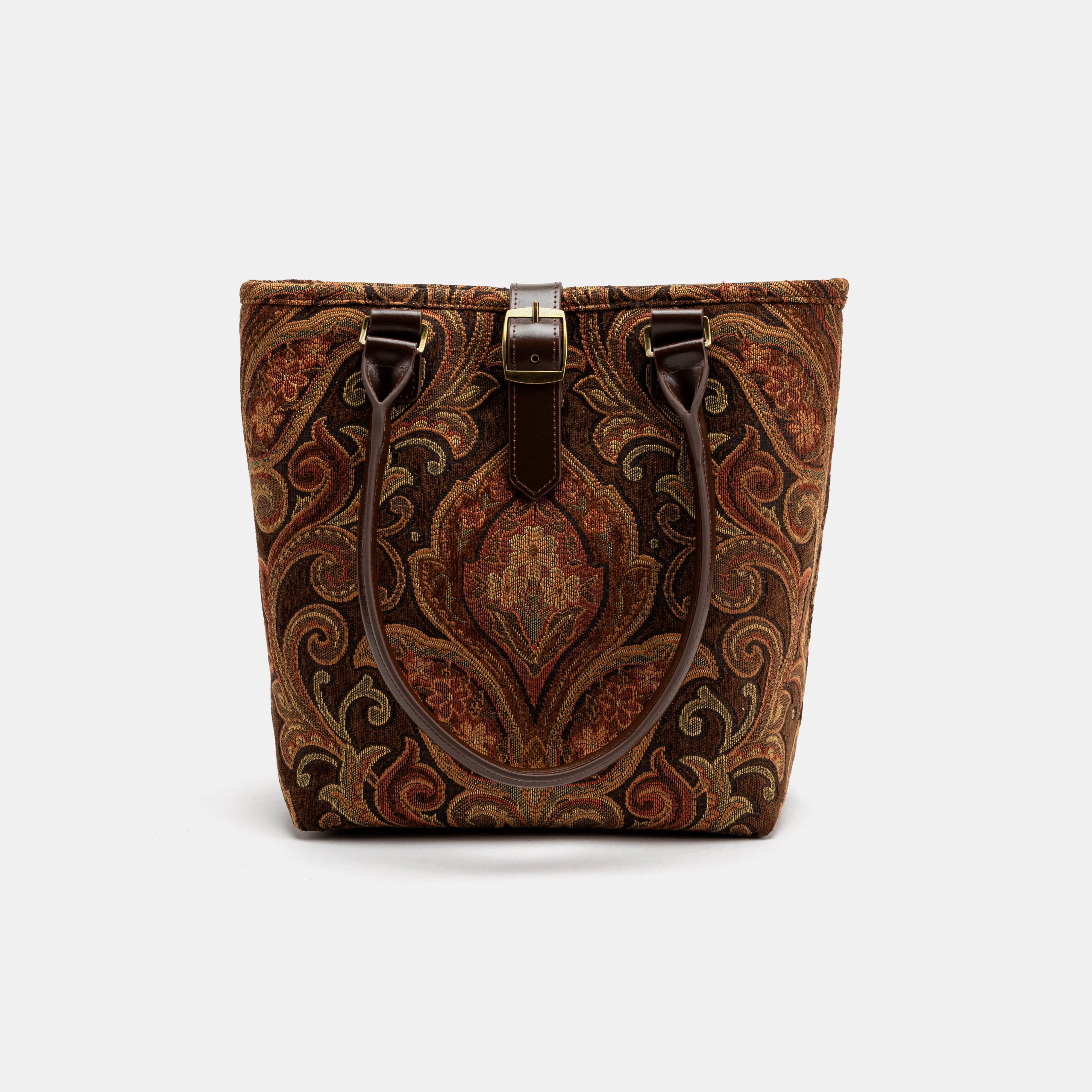 Damask D. Brown Everyday Tote Bag Carpetbag of America with shoulder strap