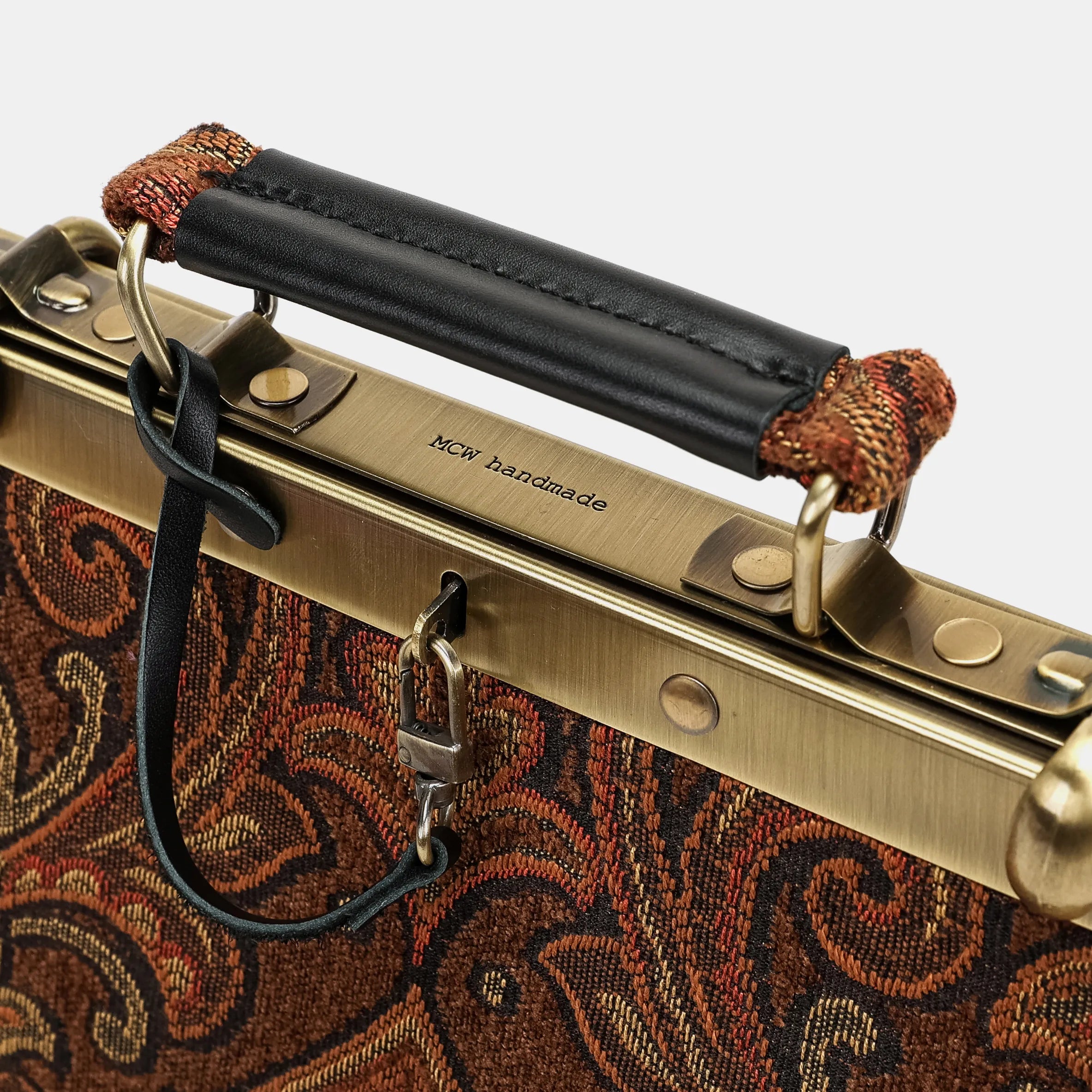 Damask D. Brown Helena Carpet Gladstone Backpack of America handle