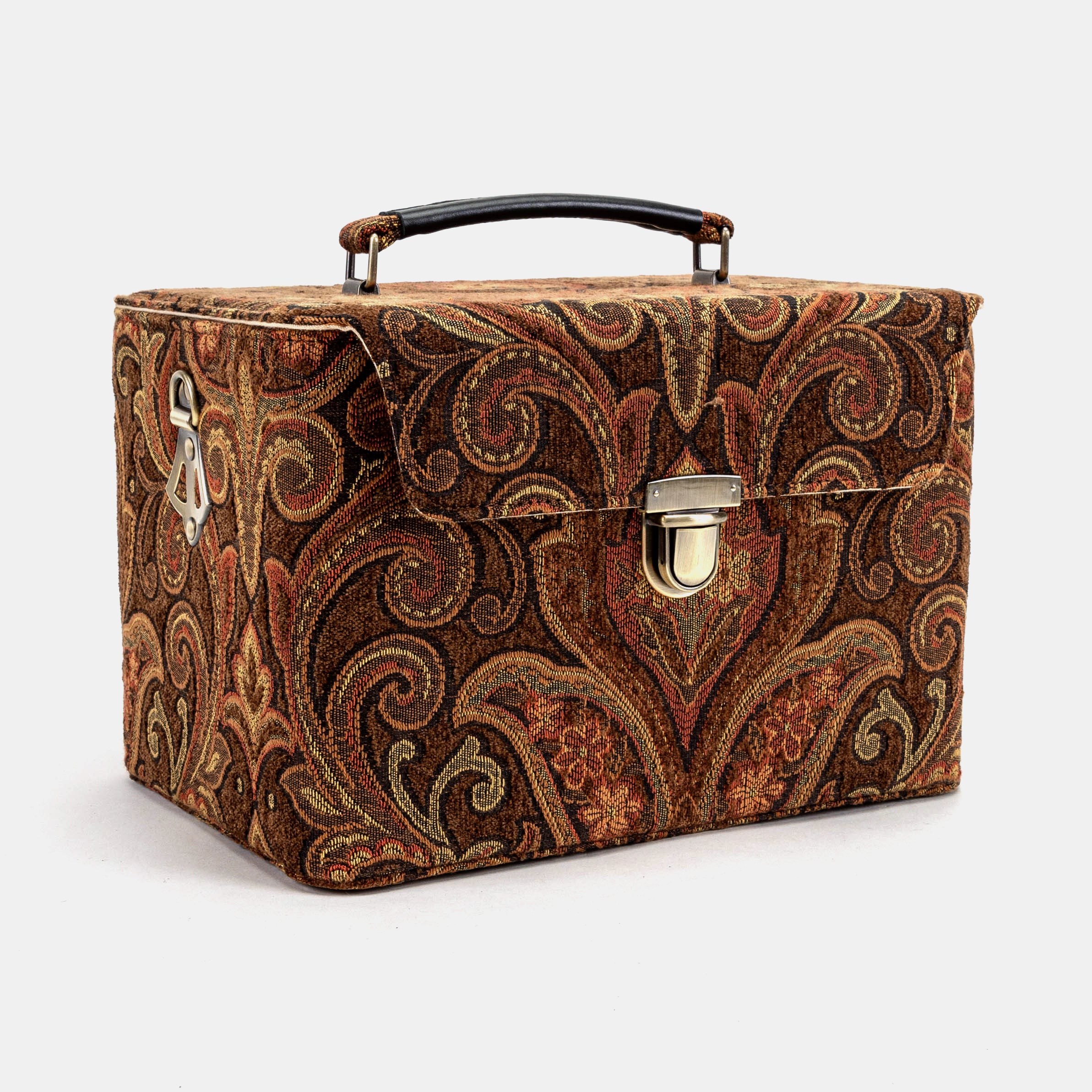 Damask D. Brown Josephine Large Train Case front side
