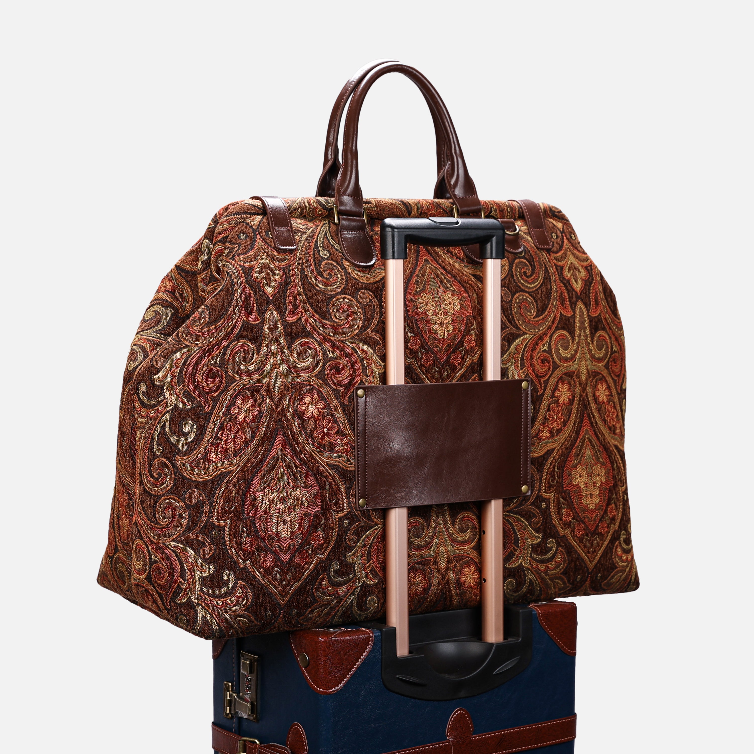 Damask D. Brown Men's Carpetbag of America with luggage sleeve-6