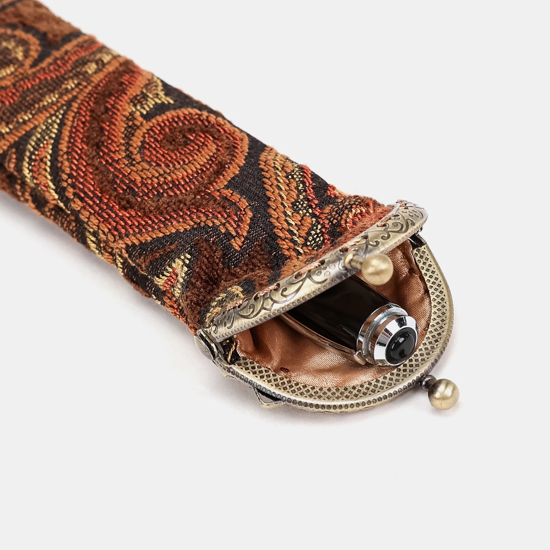 Damask D. Brown Solo Pen Case Carpetbag of America open