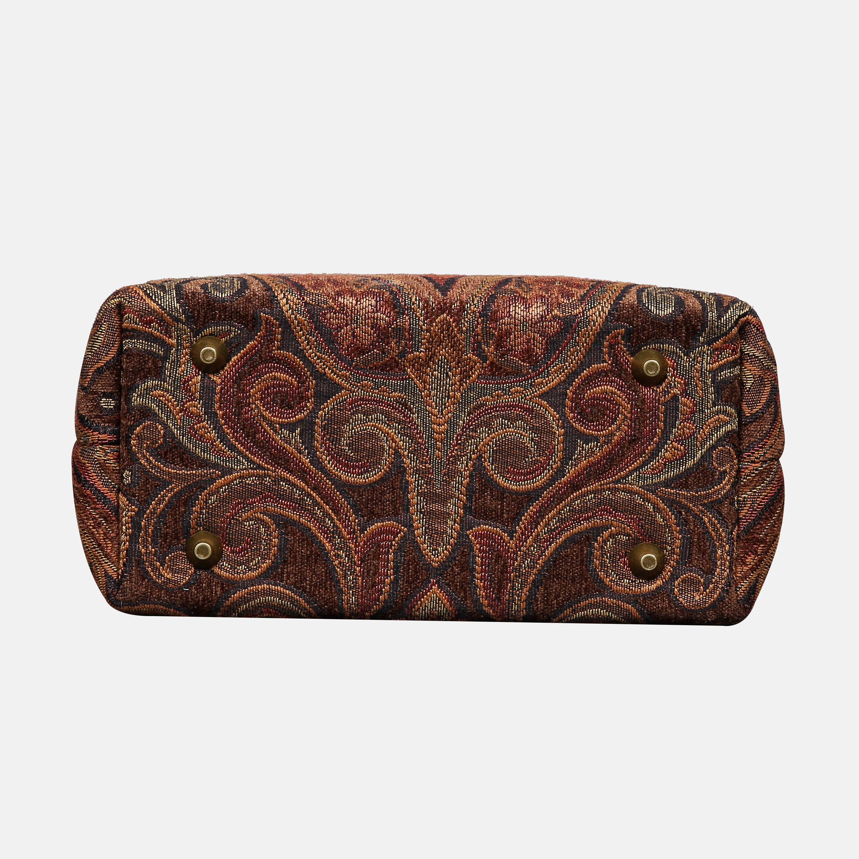 Damask D. Brown Tuck Lock Carpet Satchel carpet bag MCW Handmade of America bottom