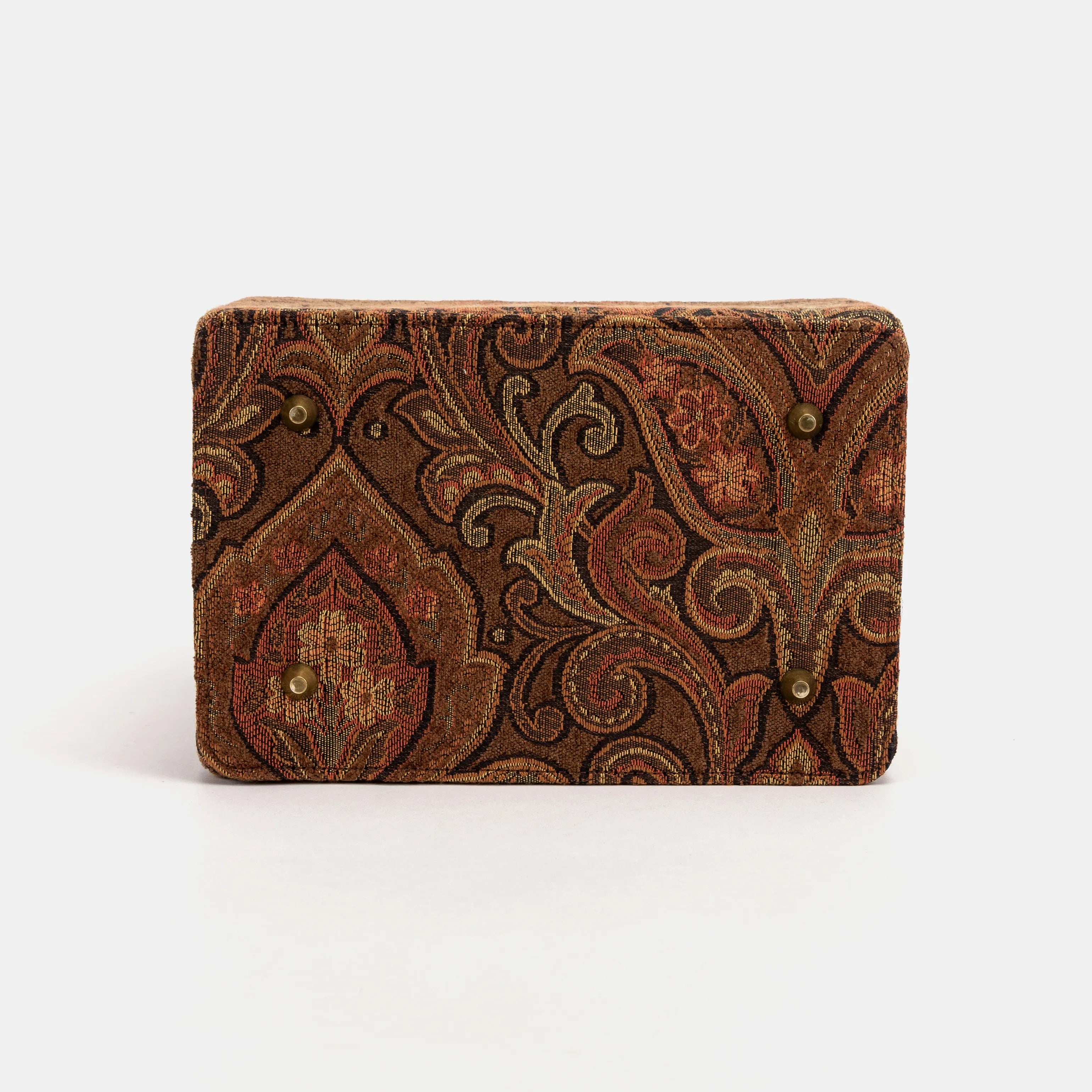 Damask D. Brown Vivienne Carpet Purse Gladstone Bag of America bottom