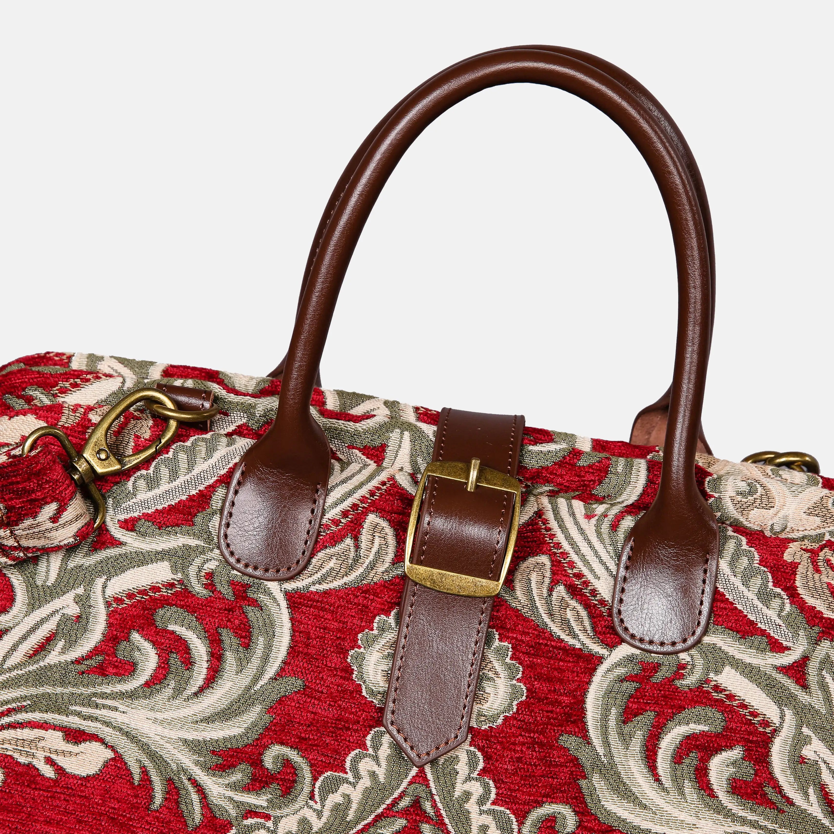 Elizabeth Red Mary Poppins Weekender Carpetbag buckle