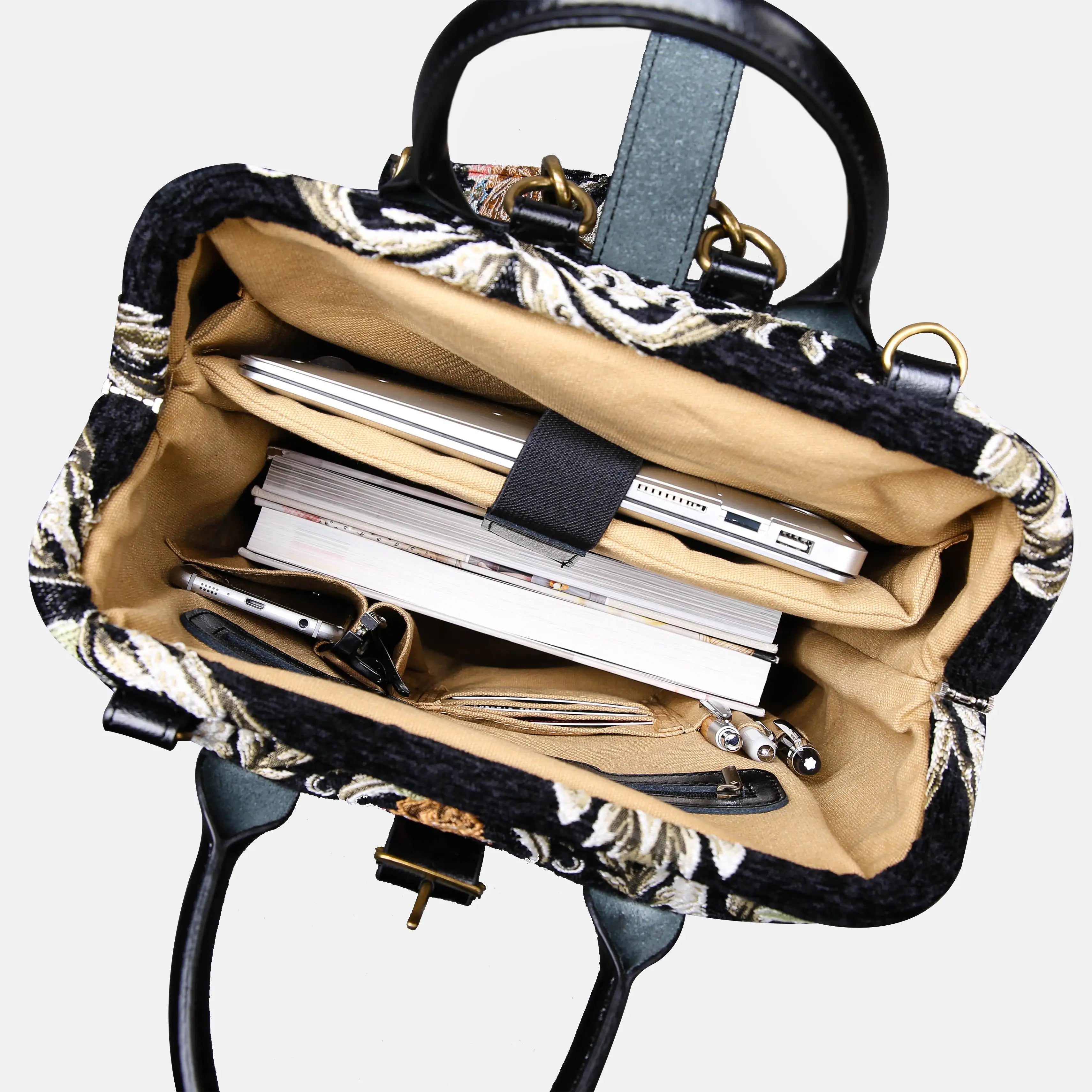 Eternal Elegance Black Carpet Laptop Backpack Carpetbag of America in use