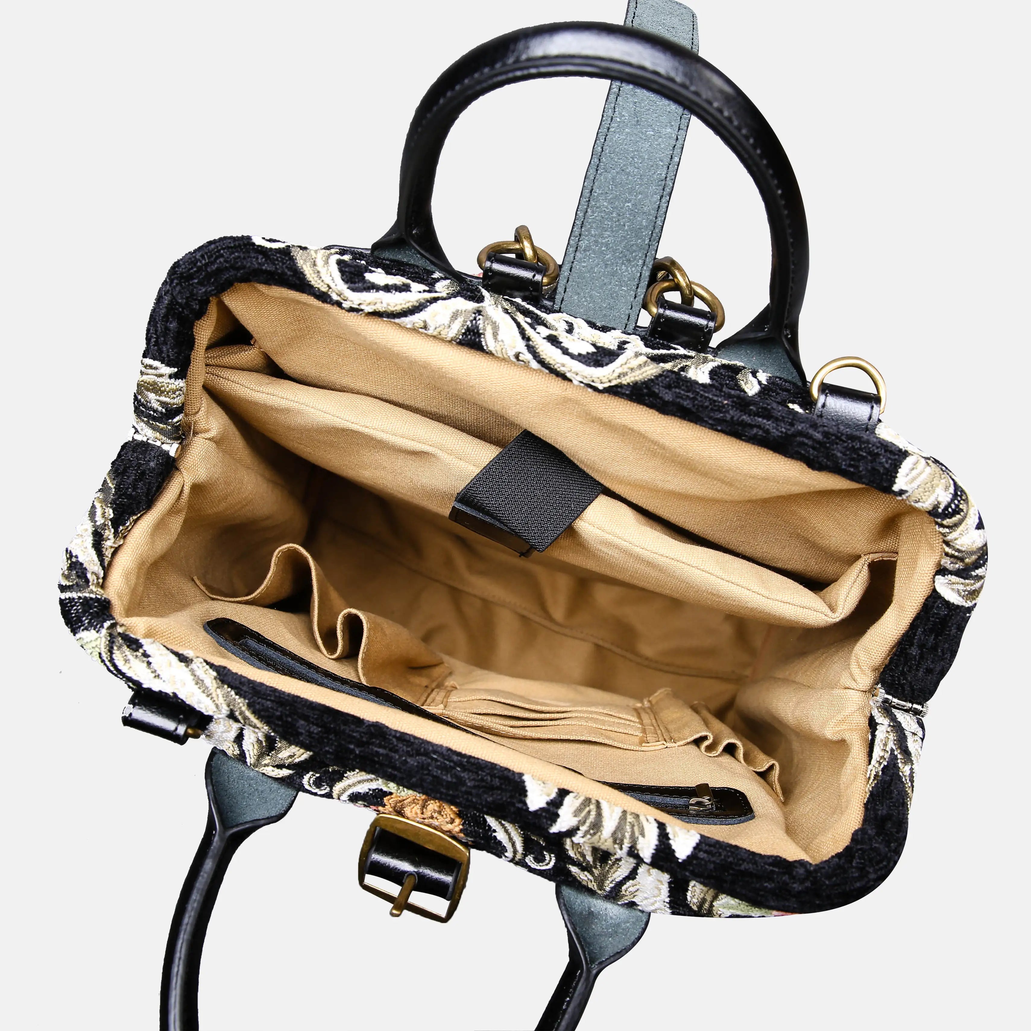 Eternal Elegance Black Carpet Laptop Backpack Carpetbag of America inside