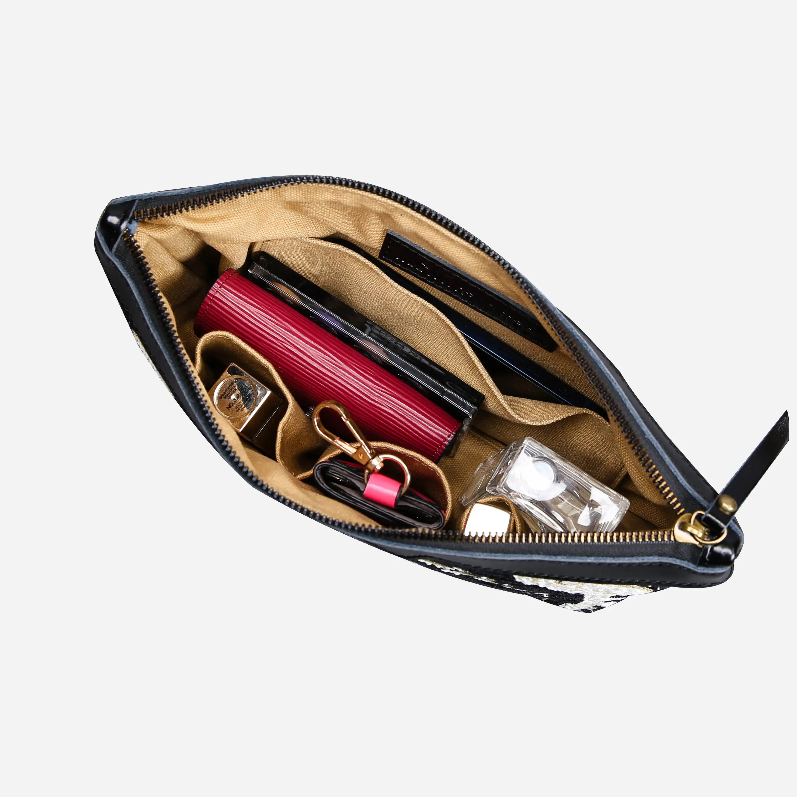 Eternal Elegance Blk Carpet Makeup Bag carpet bag MCW Handmade of America in use