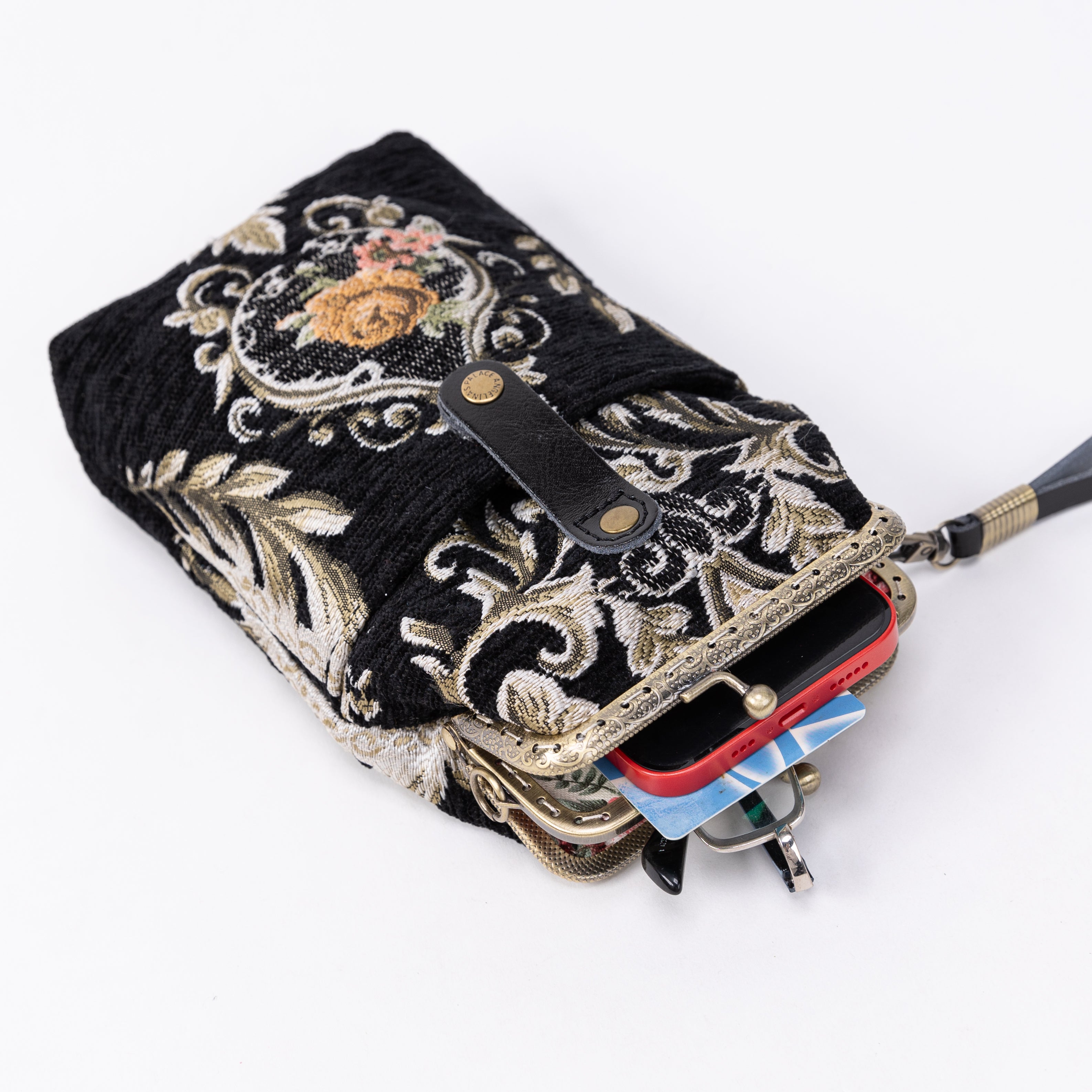 Eternal Elegance Black Carpet Phone Case Carpetbag of America open to the side