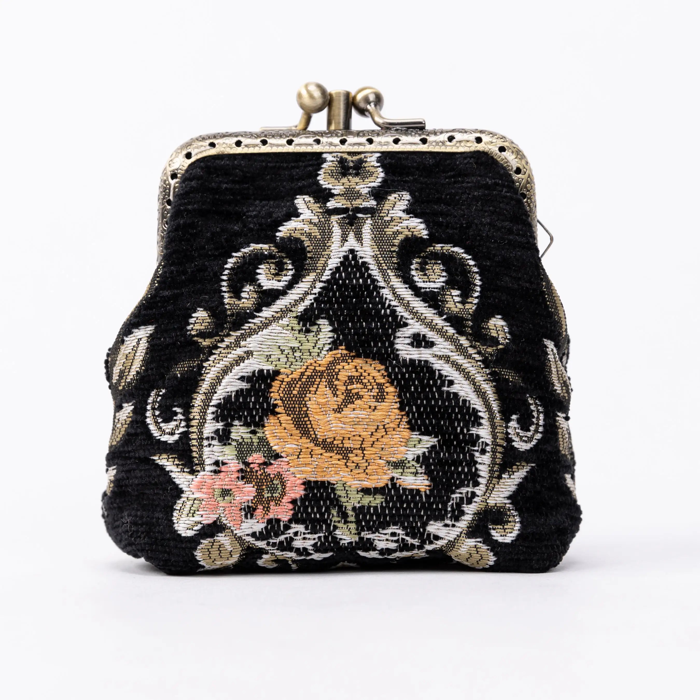 Eternal Elegance Black Double Kiss Clasp Coin Purse of America front-1
