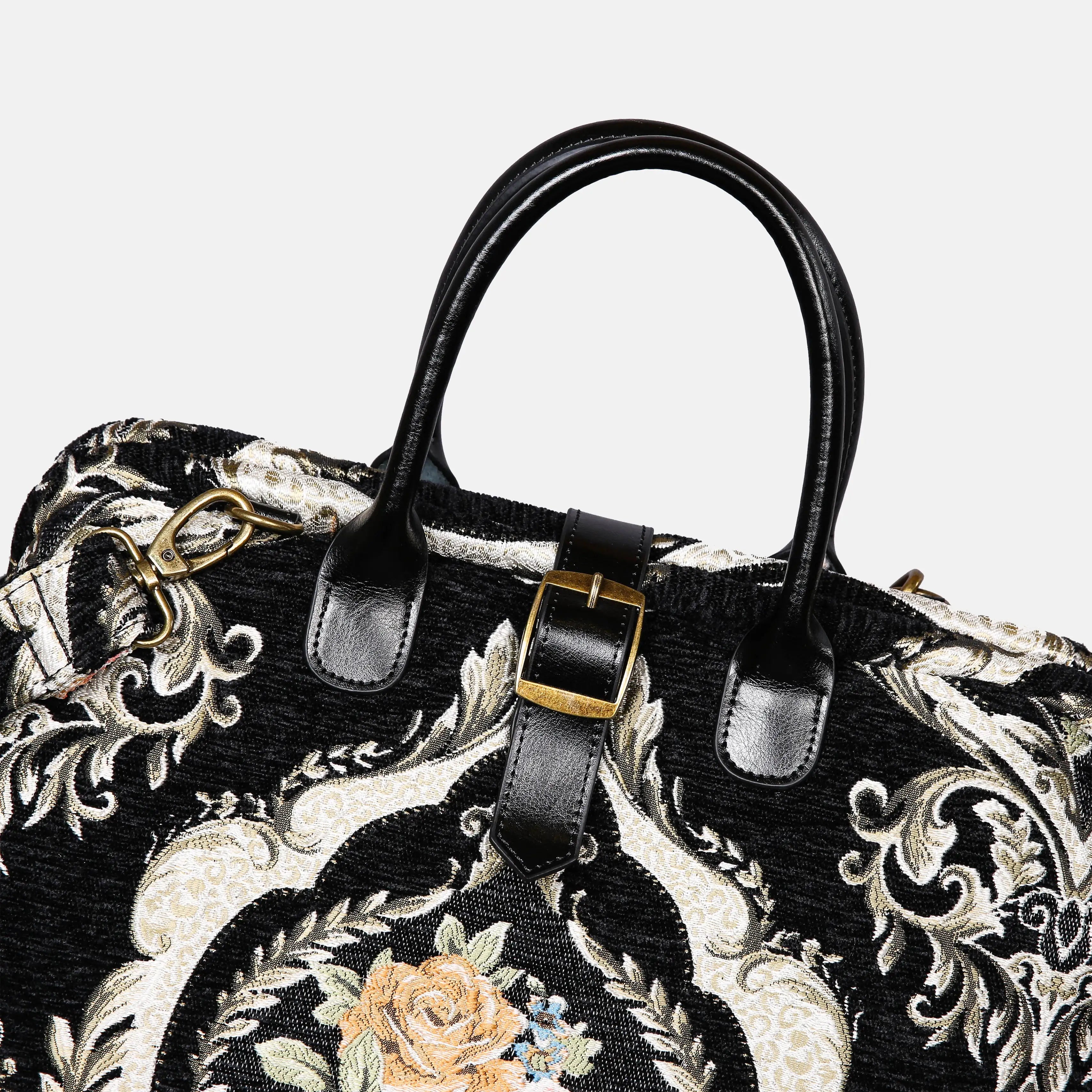Eternal Elegance Black Mary Poppins Weekender Carpetbag of America buckle