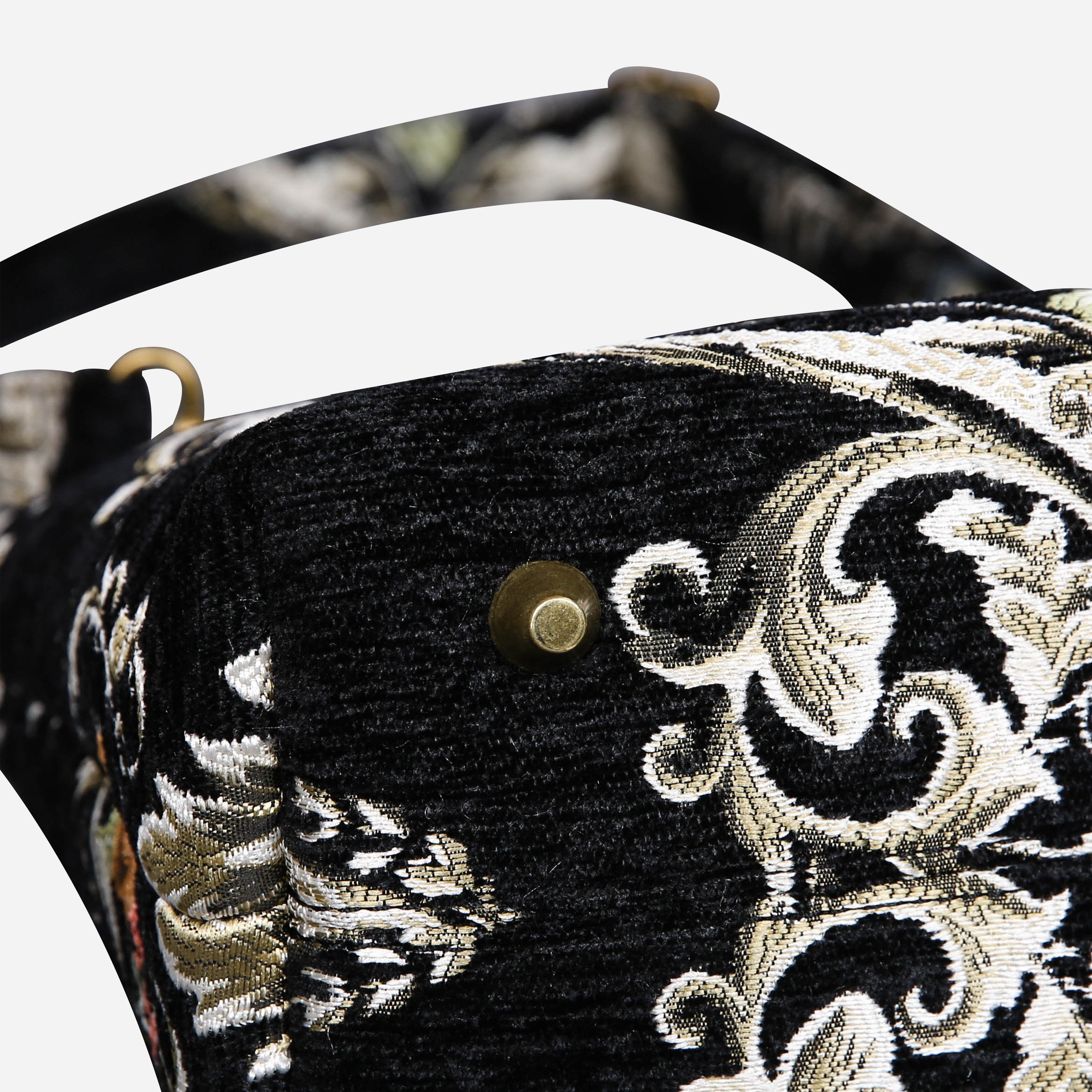 Eternal Elegance Blk Tuck Lock Carpet Satchel carpet bag MCW Handmade of America bottom