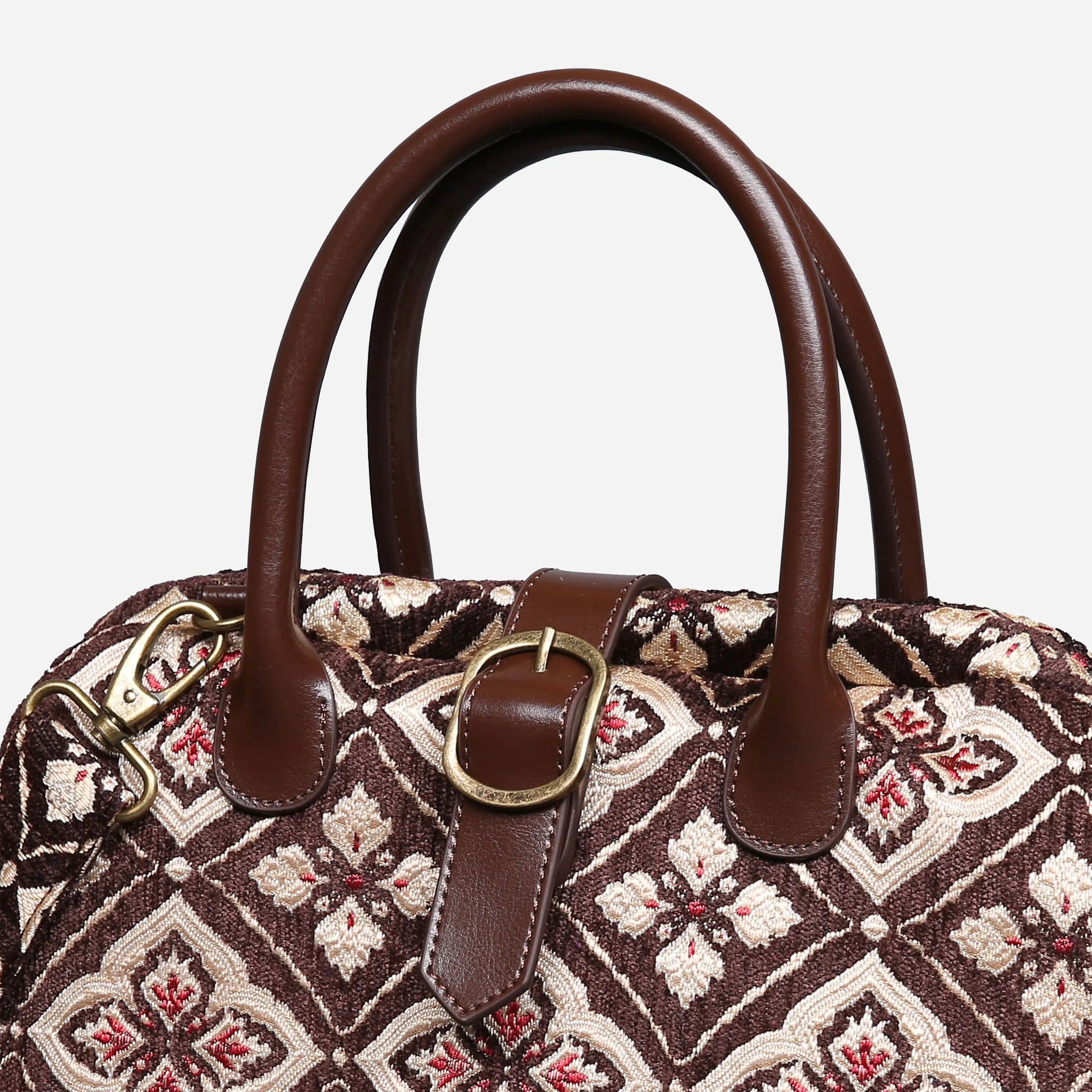Ethnic Coffee Carpet Handbag Purse carpet bag MCW Handmade buckle