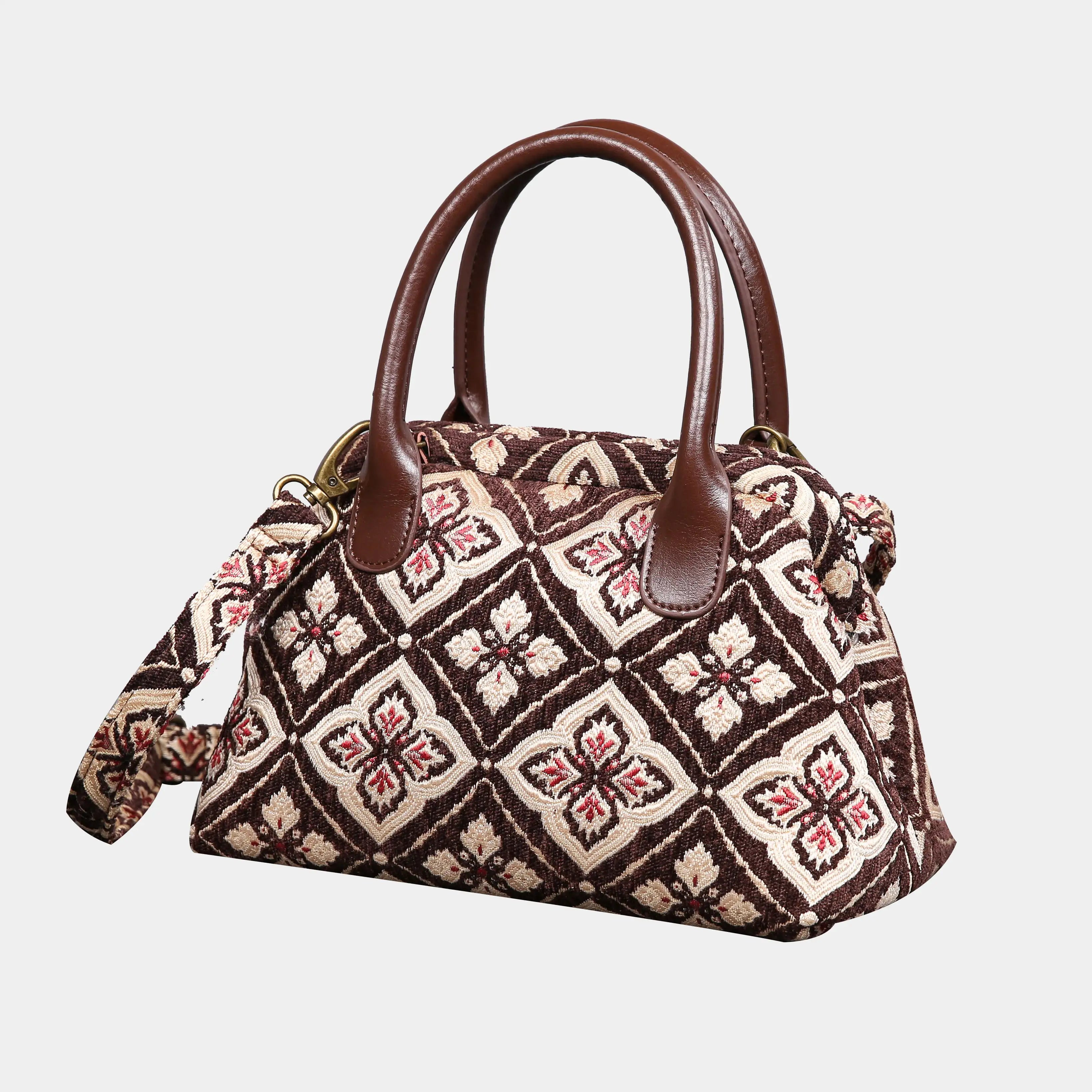 Ethnic Coffee Carpet Satchel carpet bag MCW Handmade front