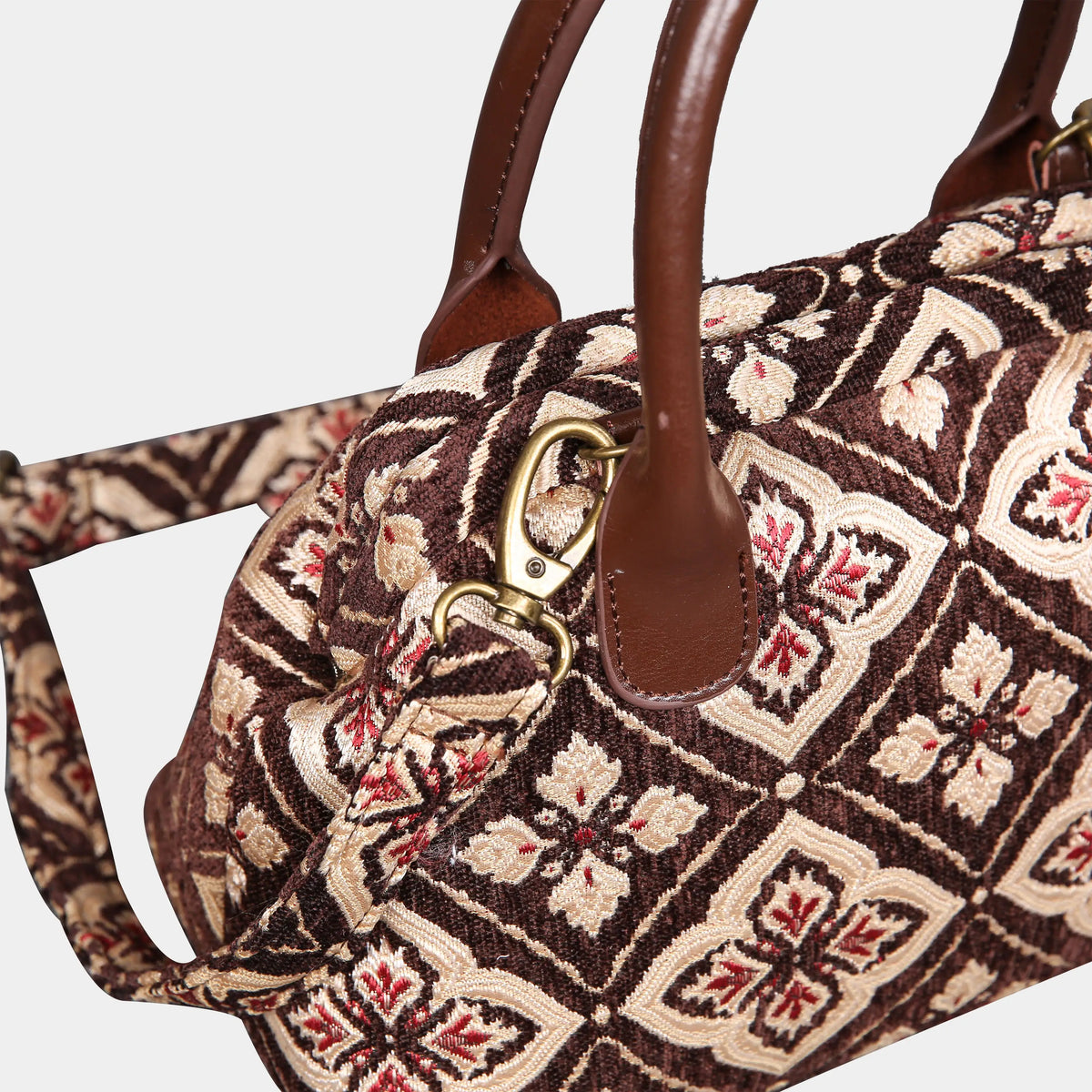 Ethnic Coffee Carpet Satchel carpet bag MCW Handmade buckle