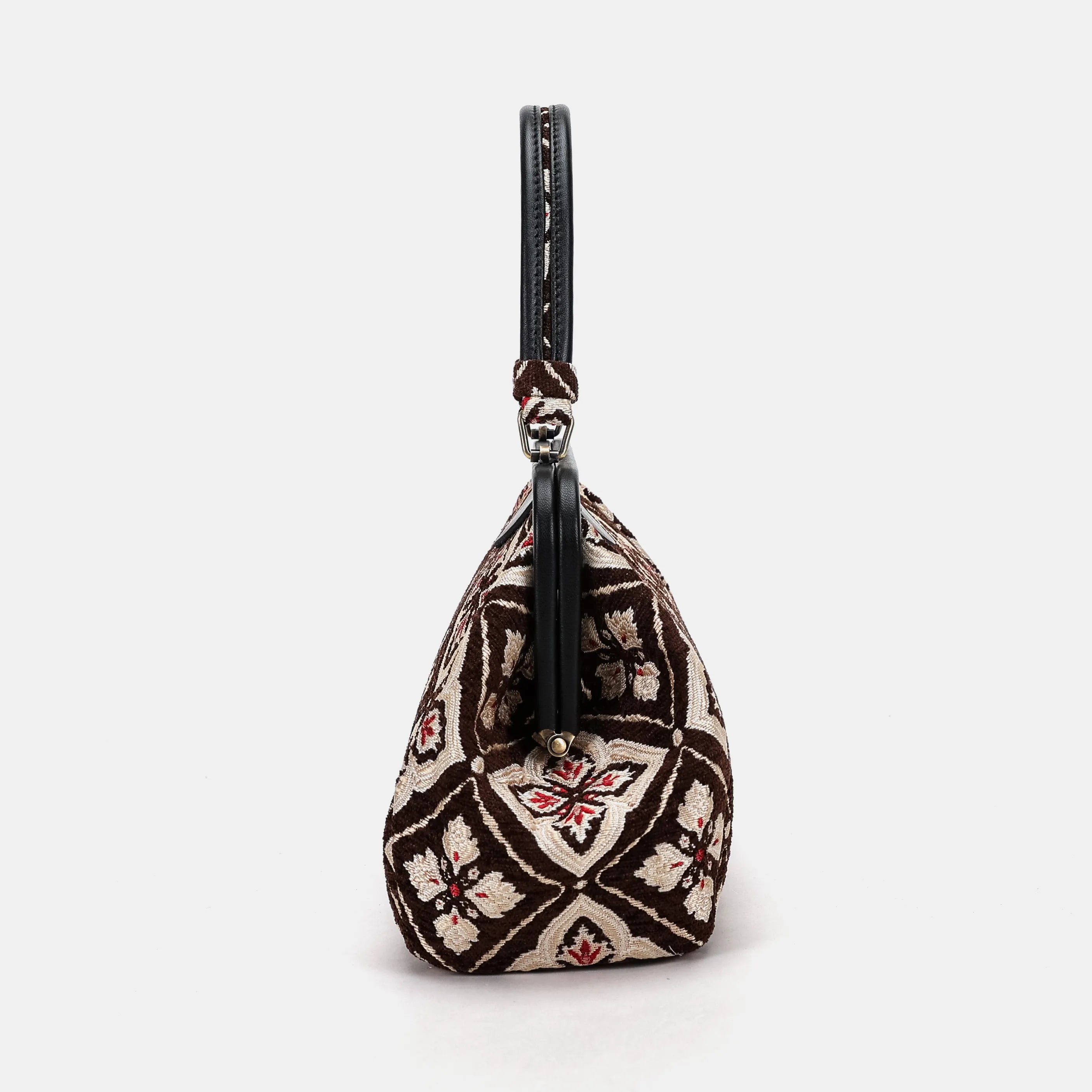 Ethnic Brown Top Handle Purse Carpetbag of America side