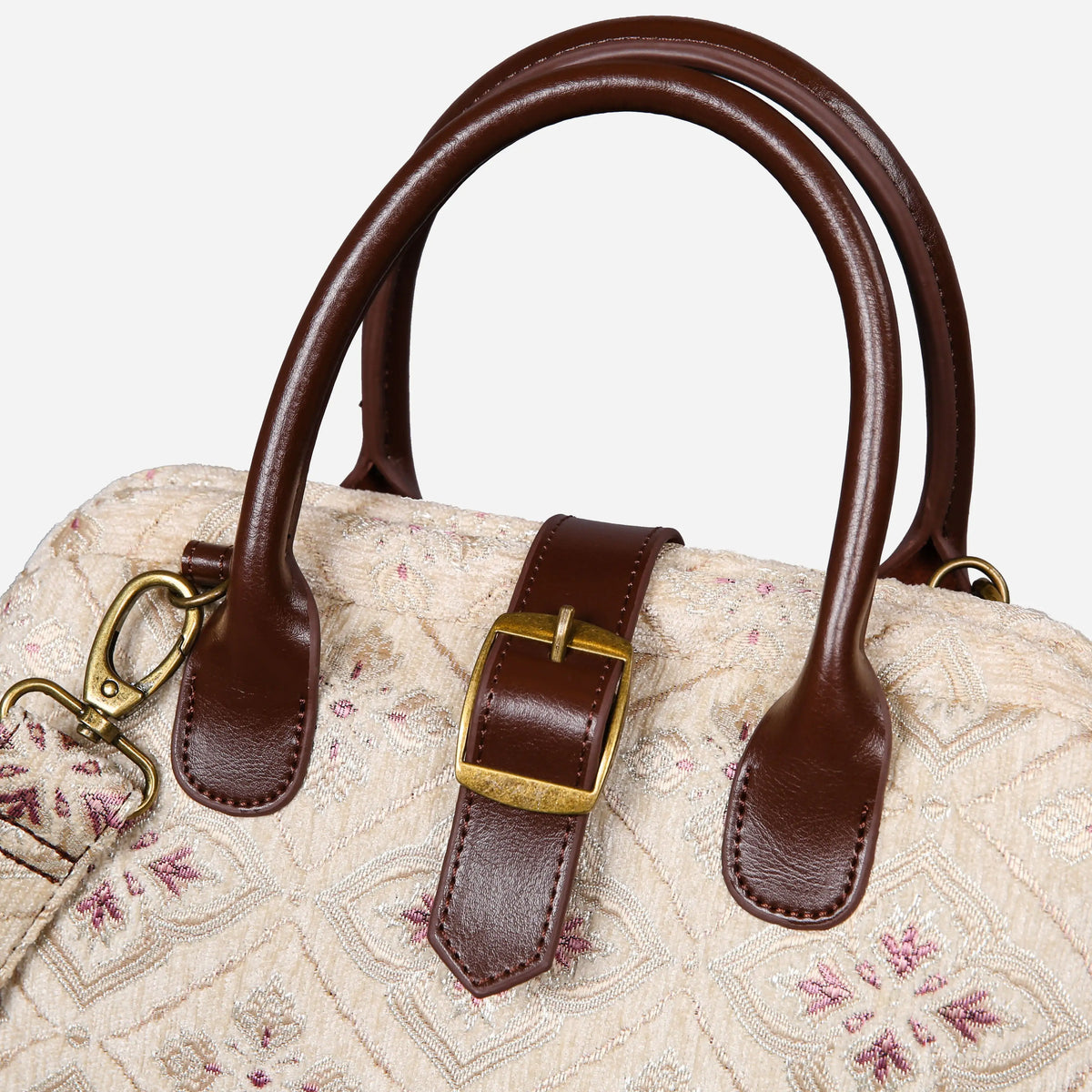 Ethnic Cream Carpet Handbag Purse carpet bag MCW Handmade of America buckle