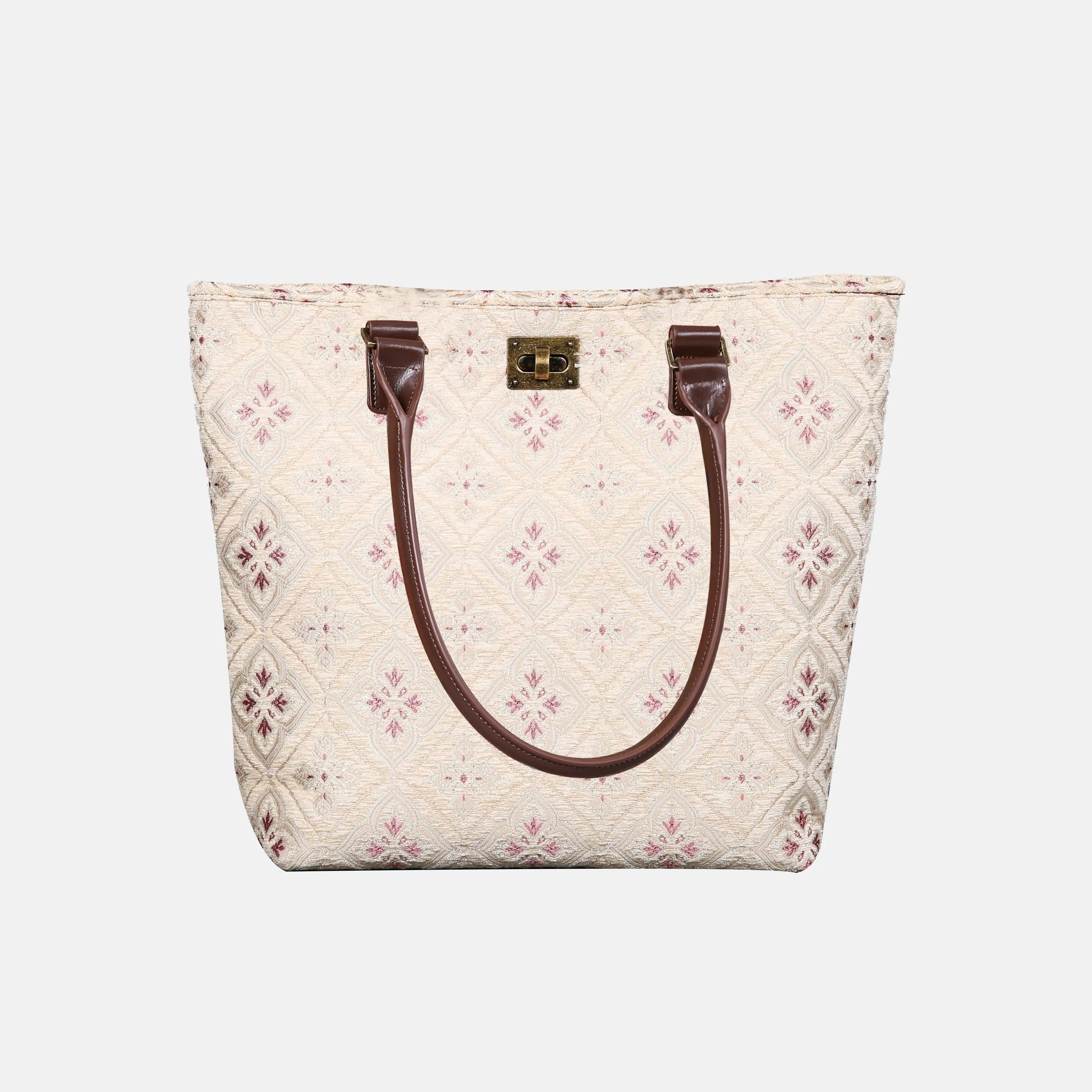 Ethnic Cream Carpet Tote Shopper Carpetbag of America handle down