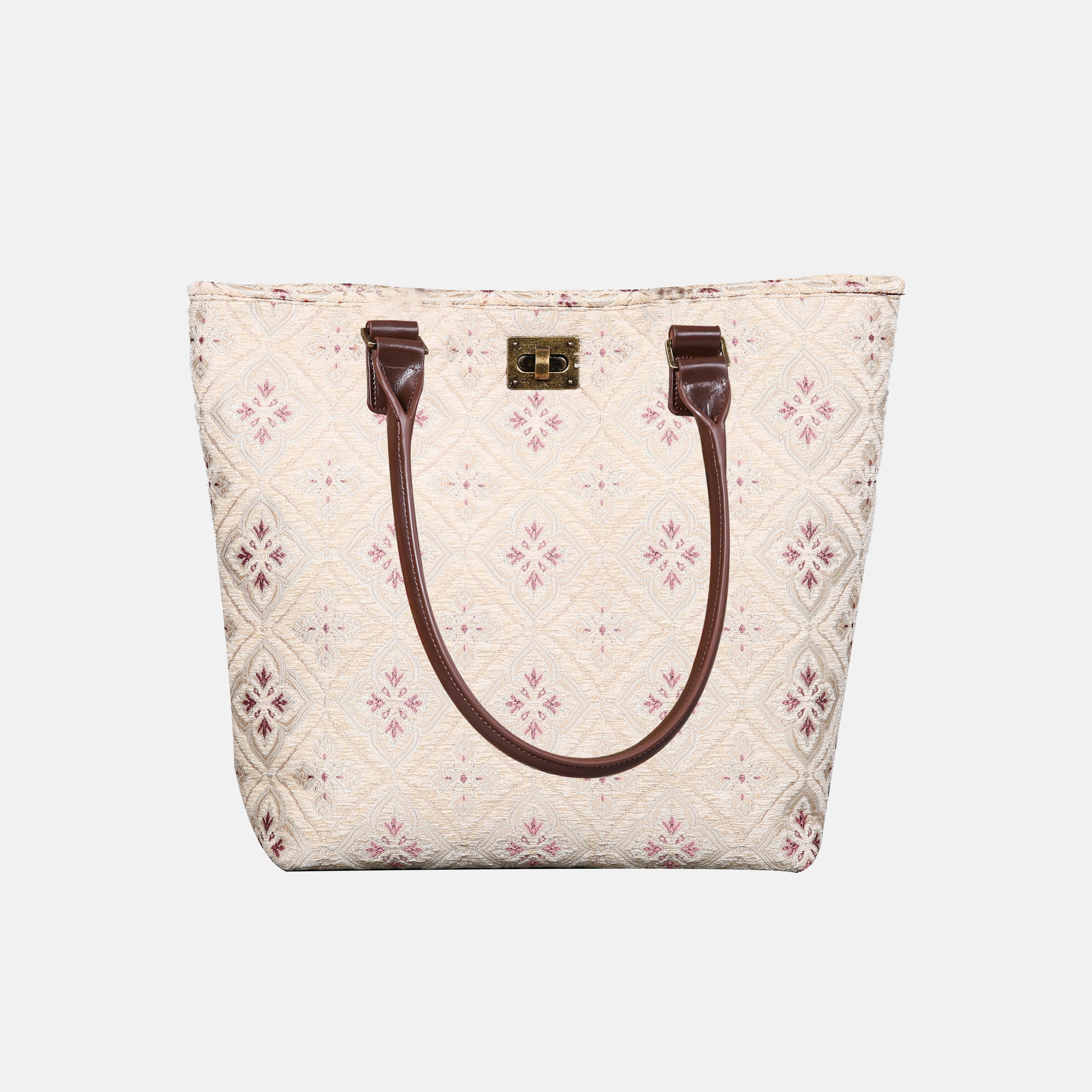 Ethnic Cream Carpet Tote Shopper Carpetbag of America handle down