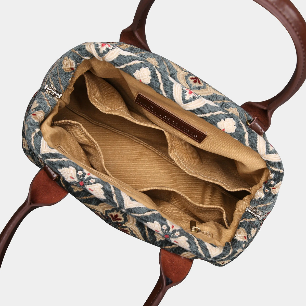 Ethnic Green Carpet Satchel carpet bag MCW Handmade open