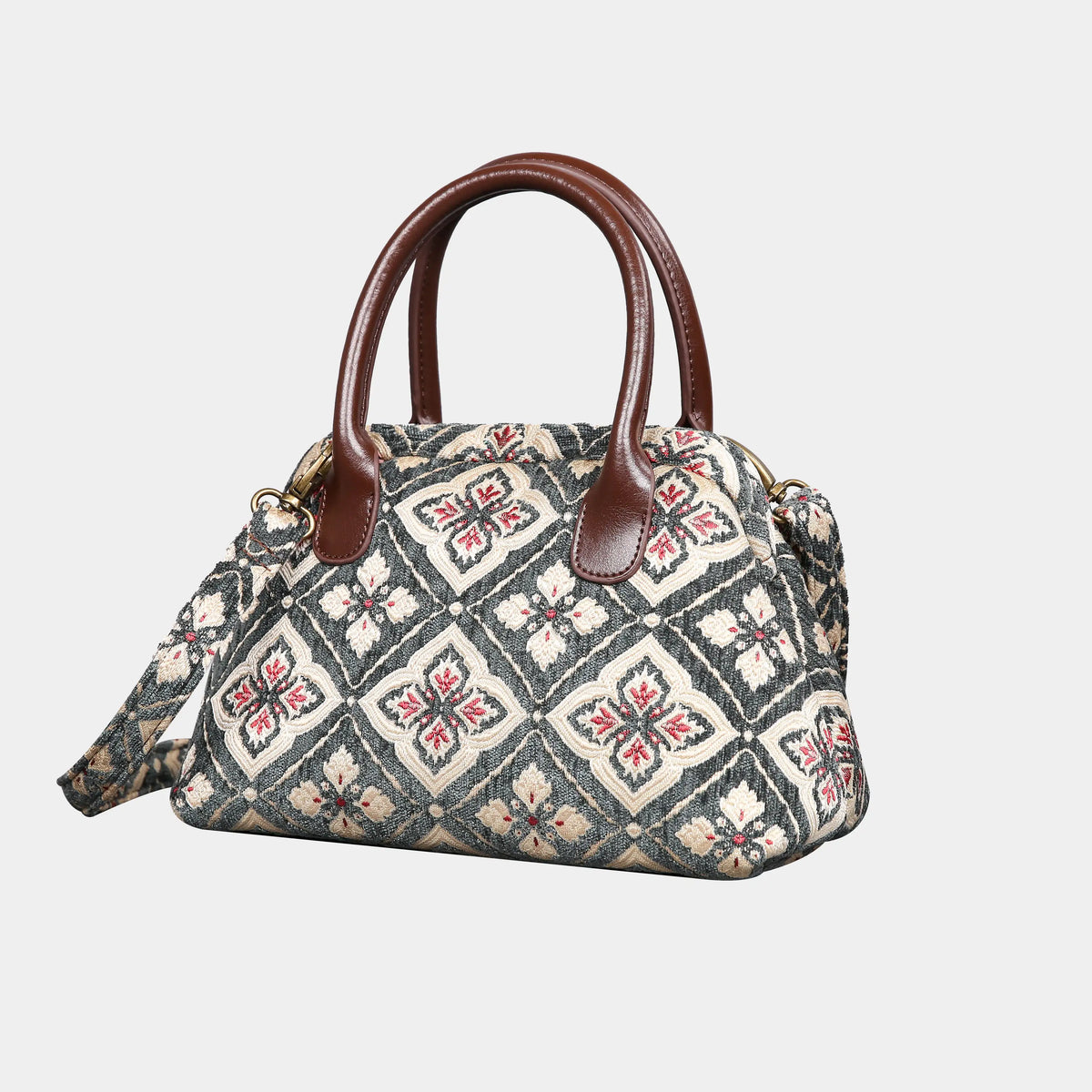 Ethnic Green Carpet Satchel carpet bag MCW Handmade front