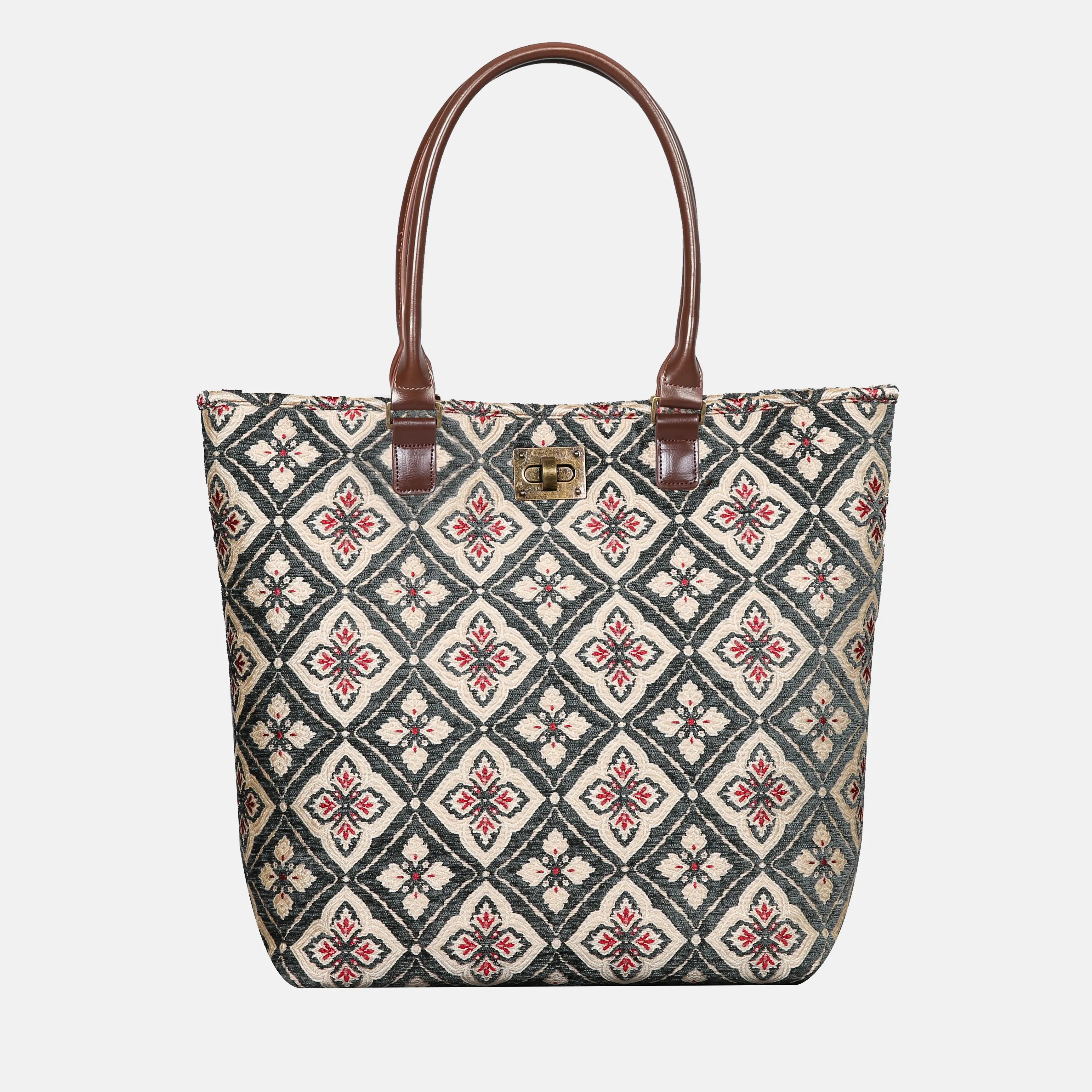 Ethnic Green Carpet Tote Shopper Carpetbag of America main