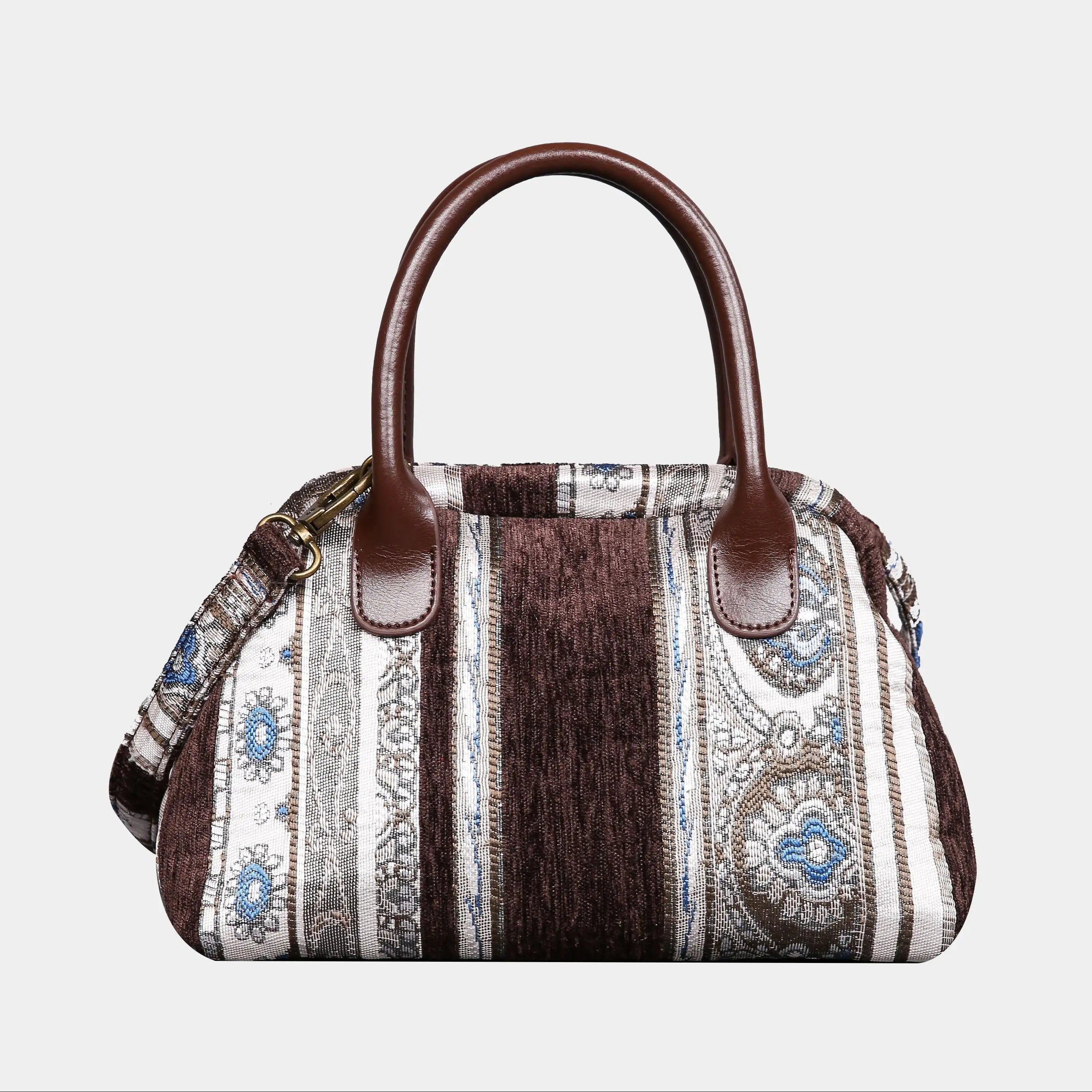 Ethnic Strips Coffee Carpet Satchel carpet bag MCW Handmade of America main