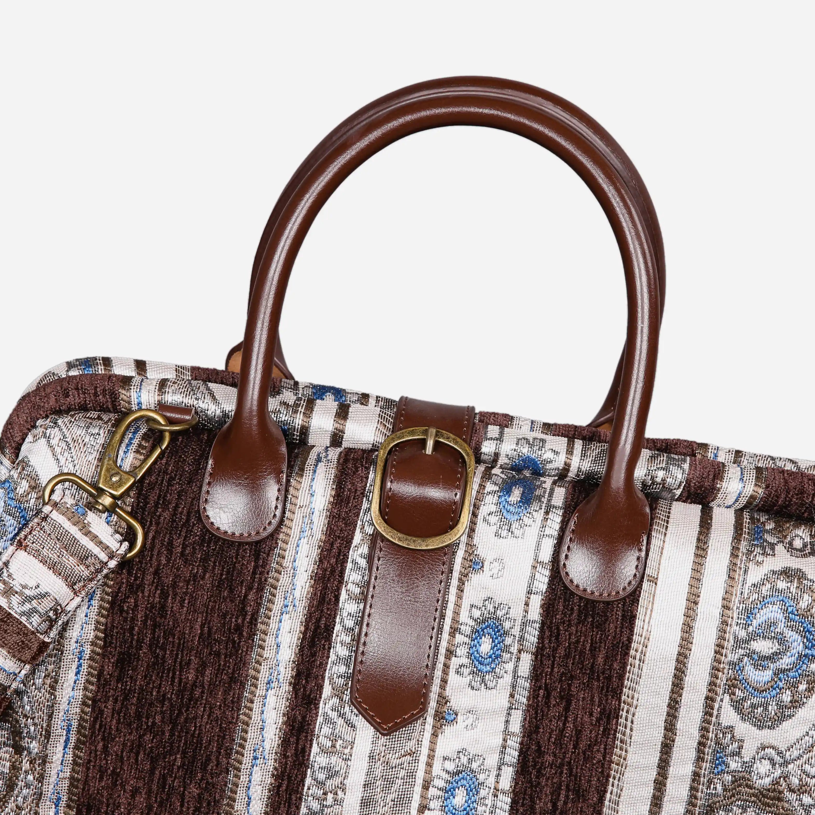 Ethnic Stripes Brown Mary Poppins Weekender Carpetbag of America buckle
