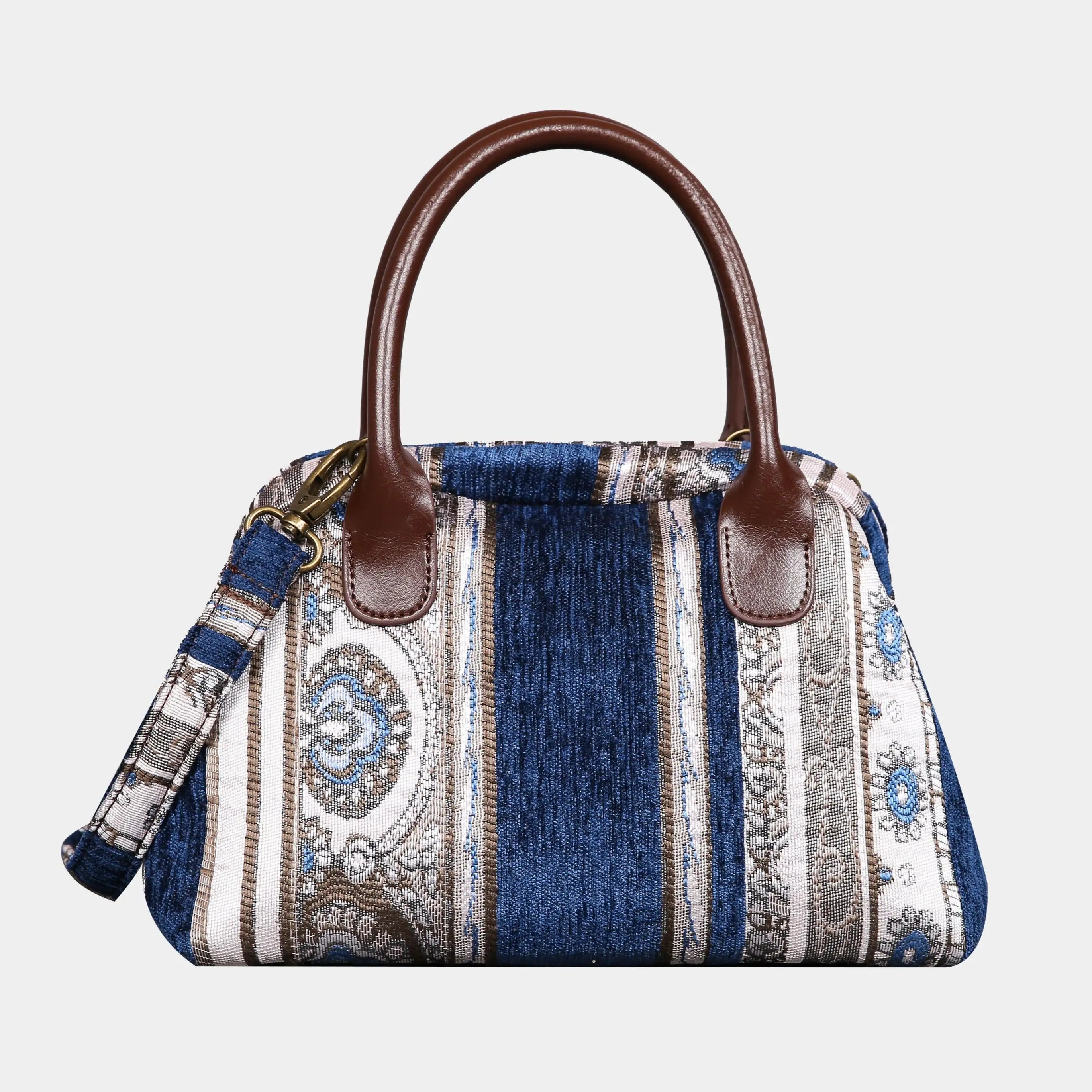 Ethnic Stripes Navy Carpet Satchel Carpetbag of America main