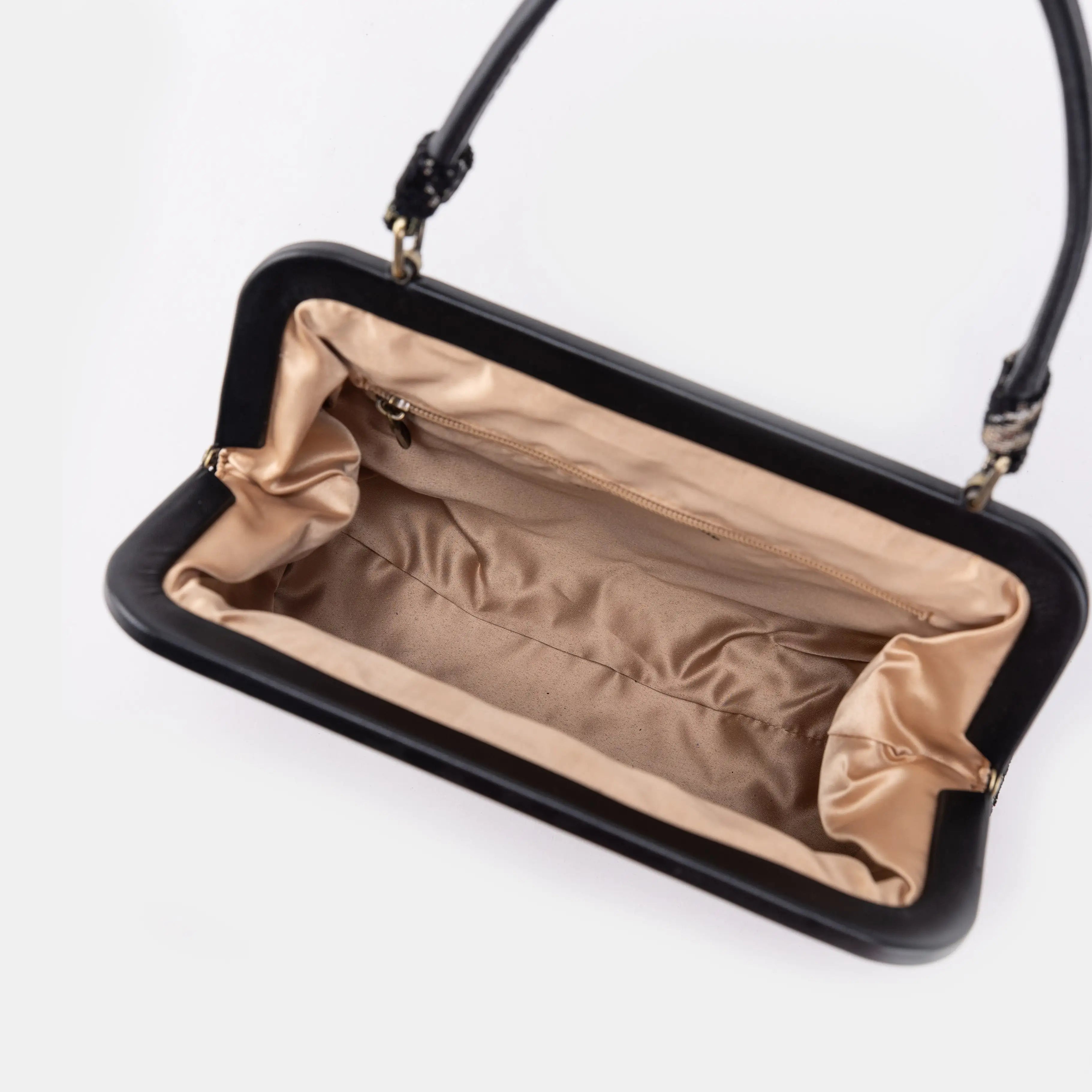 Floral Black Alma Shoulder Bag Carpet Bag of America inside