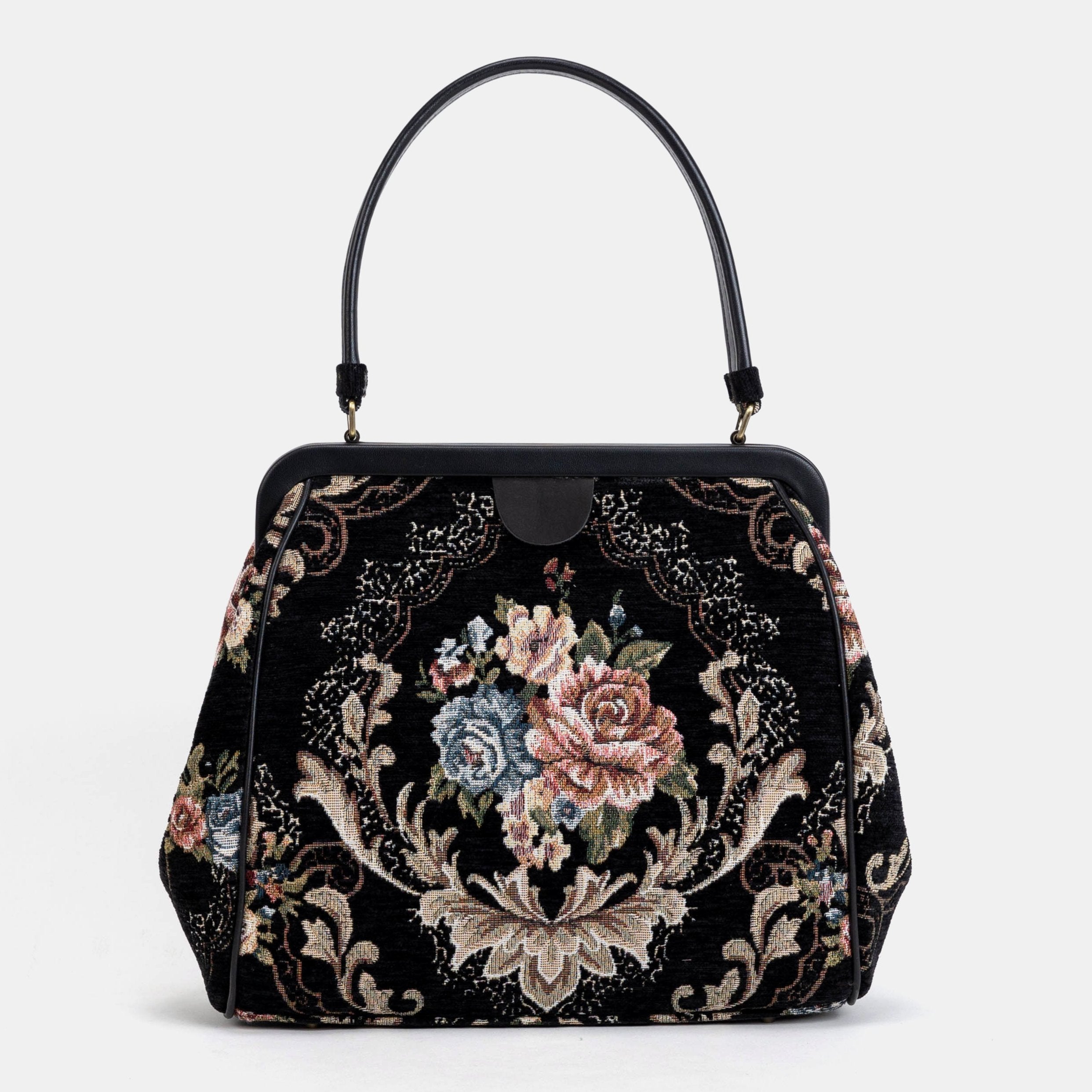 Floral Black Alma Shoulder Bag Carpet Bag of America front