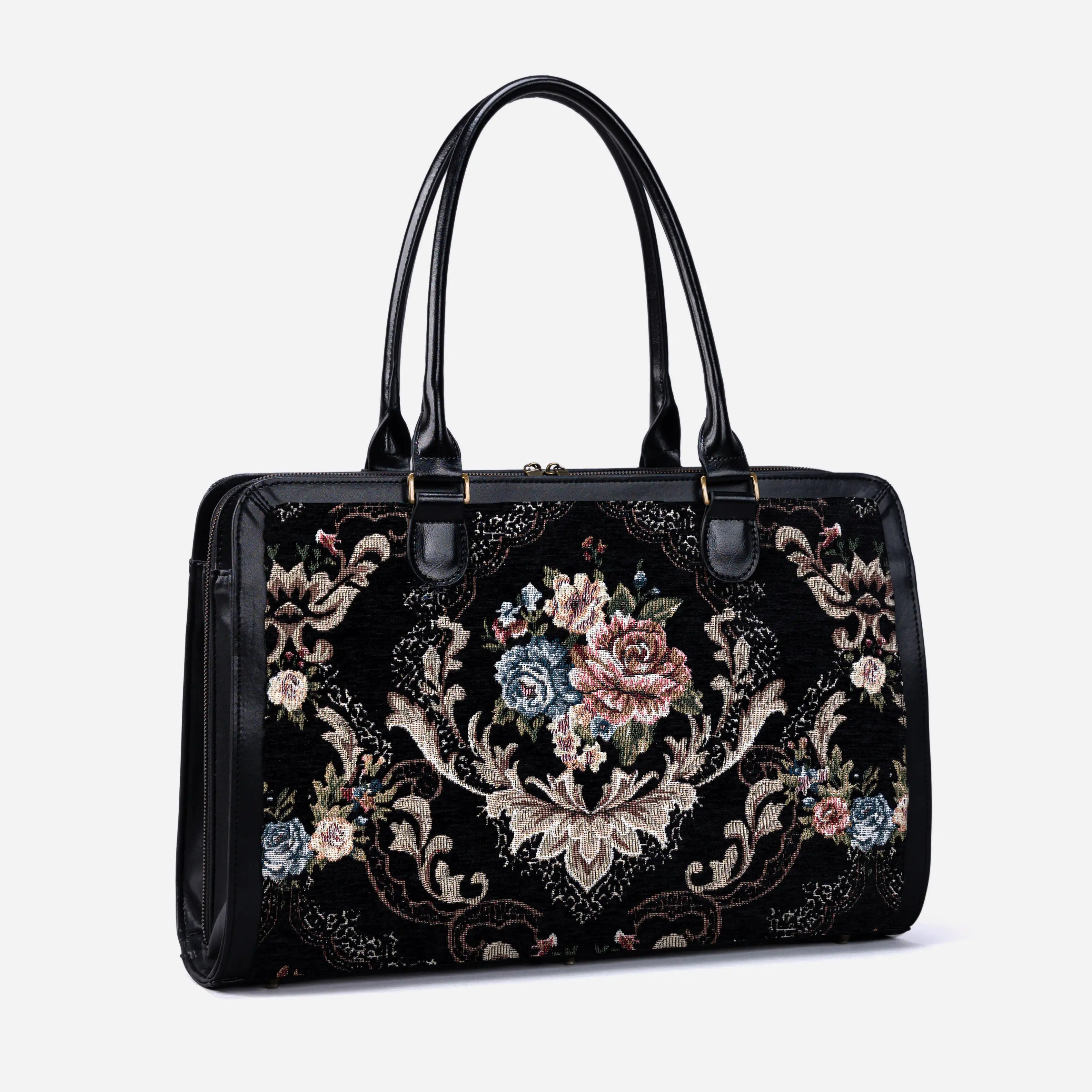 Floral Black Business Tote of America side front