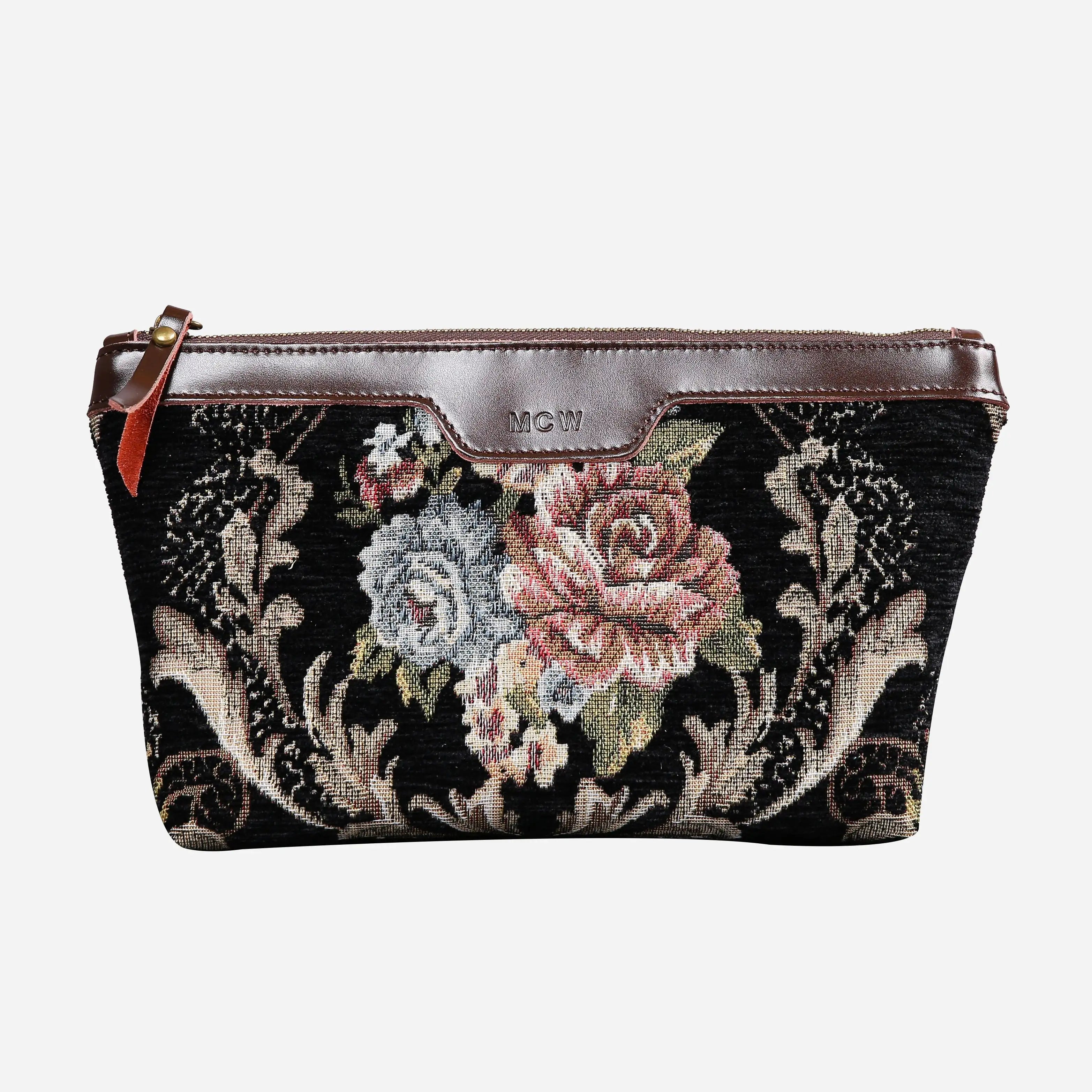 Floral Black Carpet Makeup Bag carpet bag MCW Handmade of America main