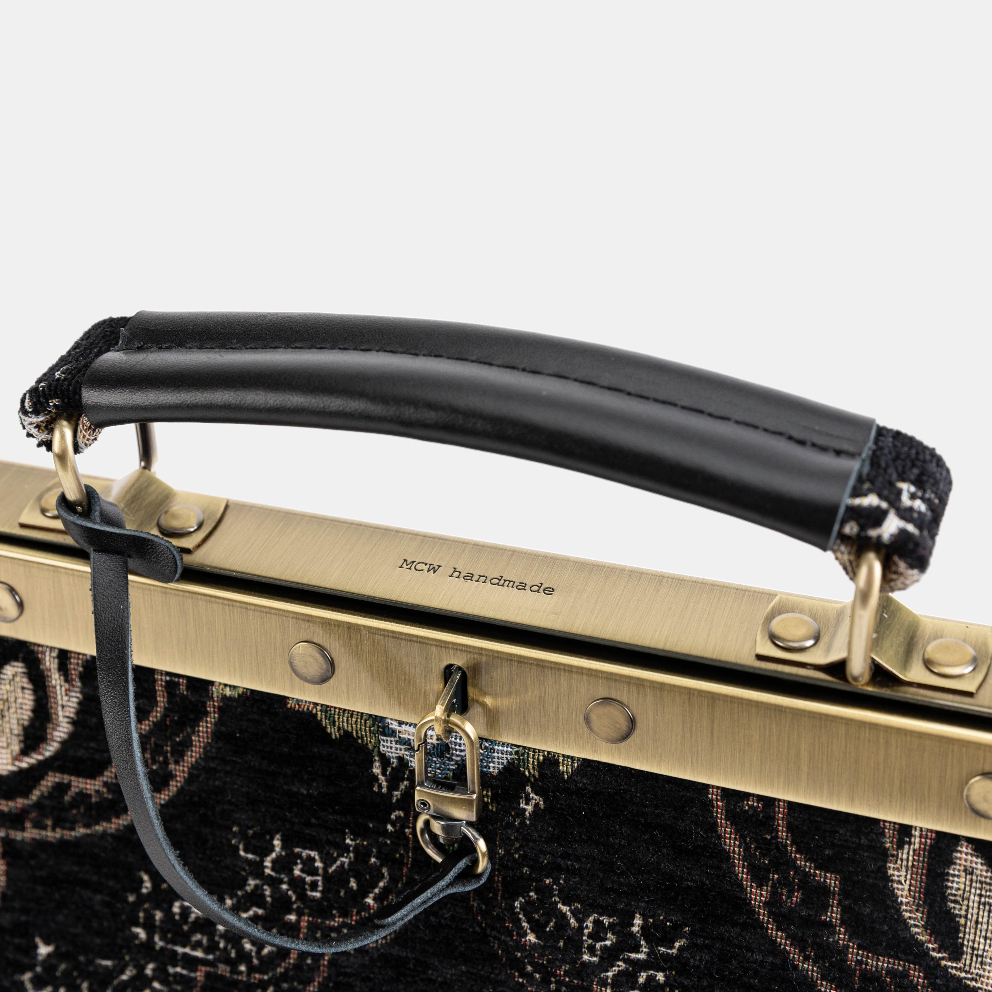 Floral Black Celine Carpet Gladstone Bag of America logo