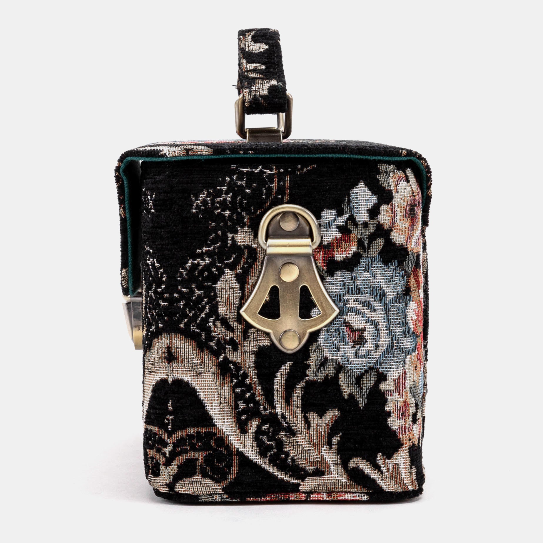 Floral Black Clara Medium Train Case Purse of America side
