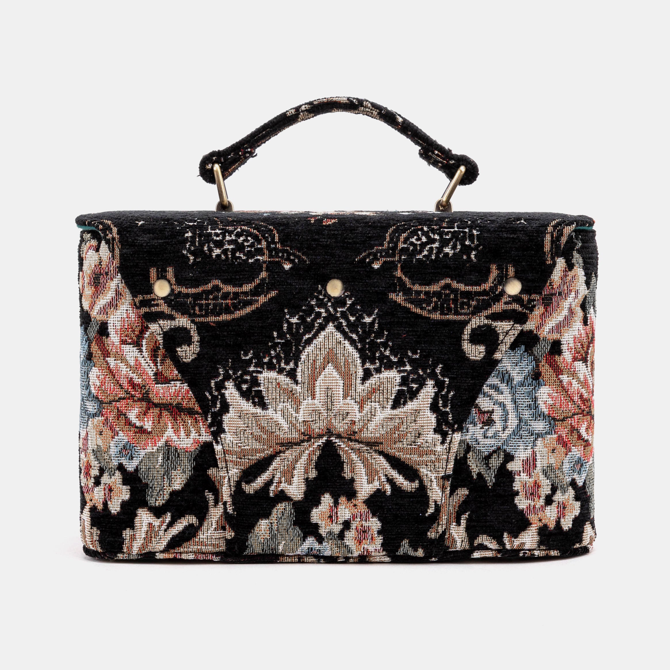 Floral Black Clara Medium Train Case Purse of America back