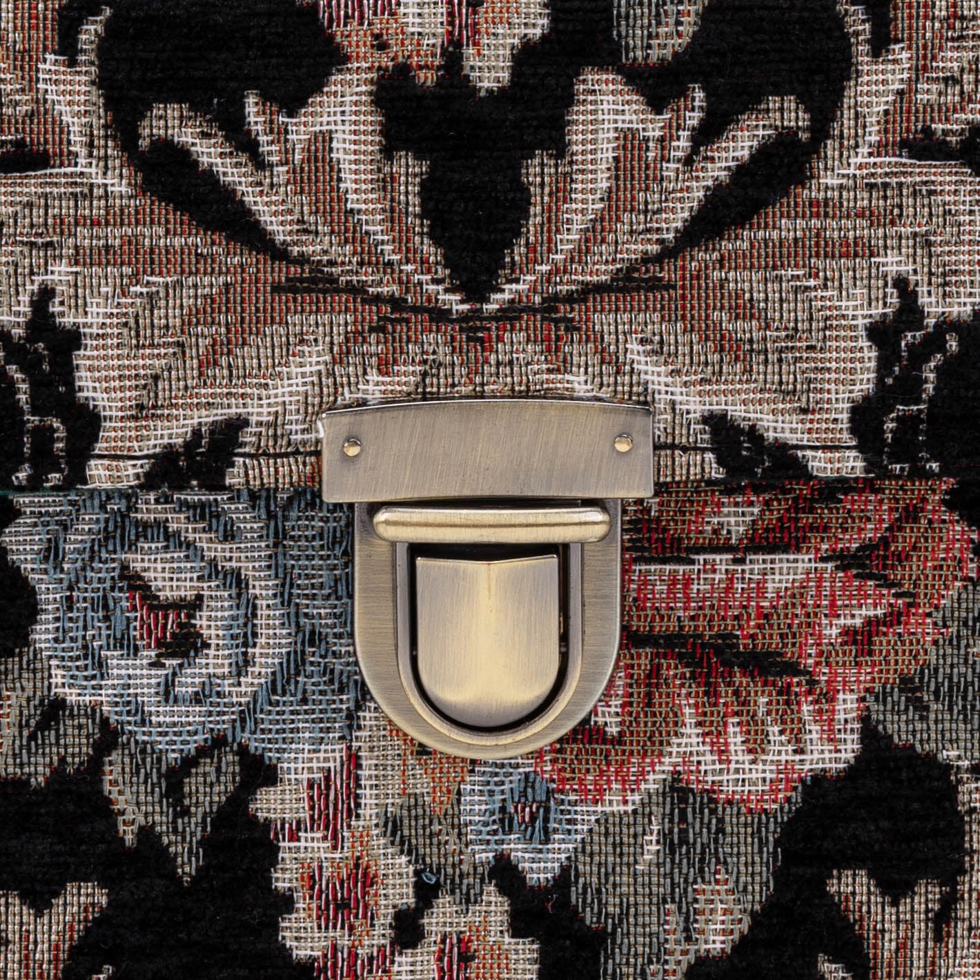Floral Black Clara Medium Train Case Purse of America tuck lock