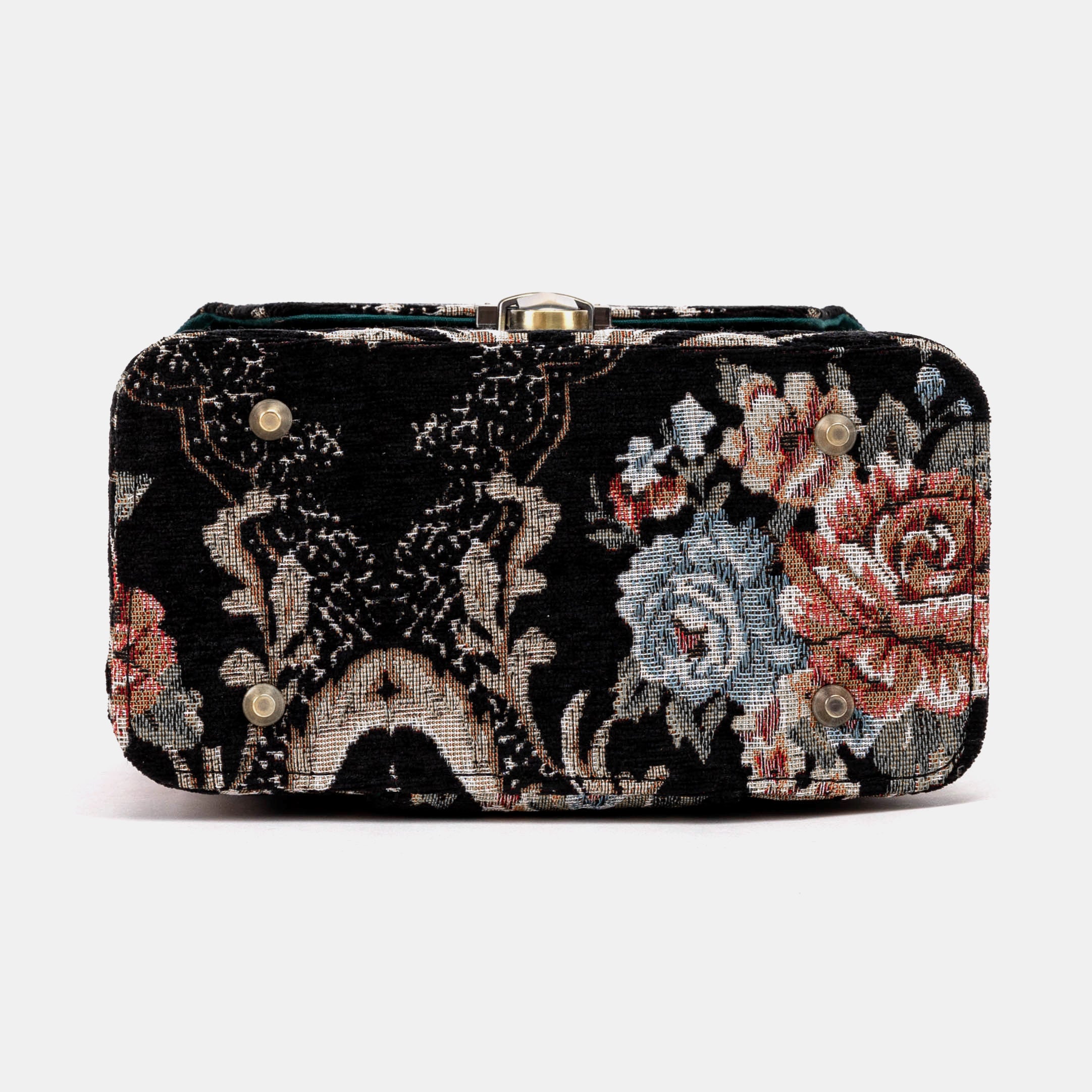 Floral Black Clara Medium Train Case Purse of America bottom