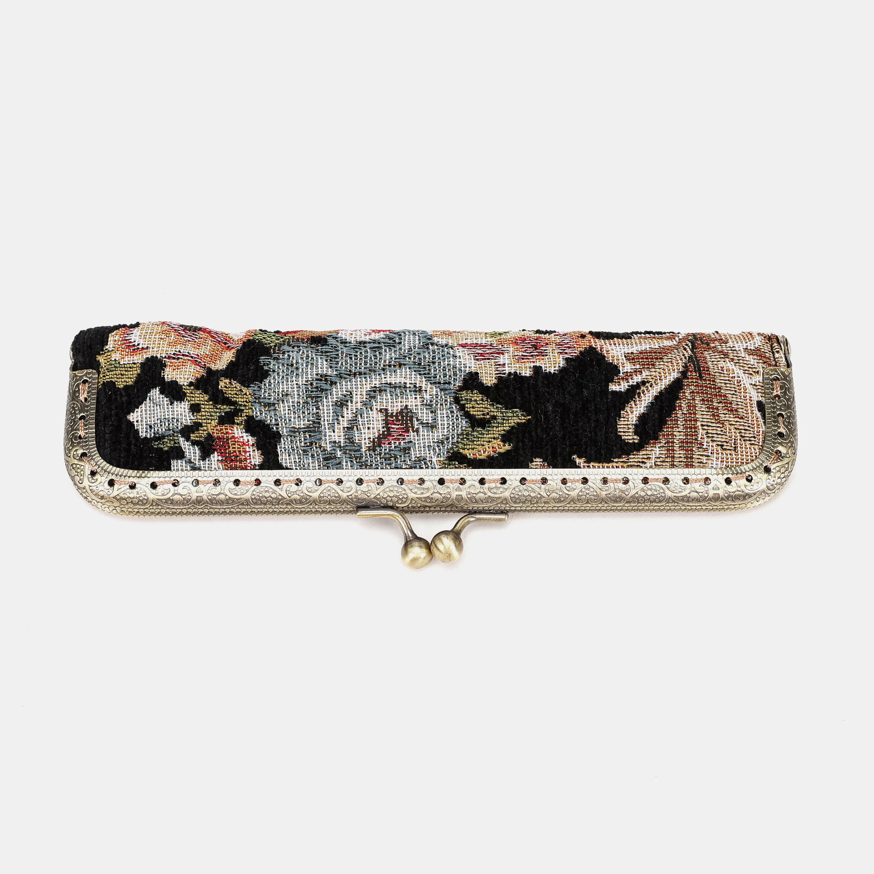Floral Black Duo Pen Case Carpetbag of America main