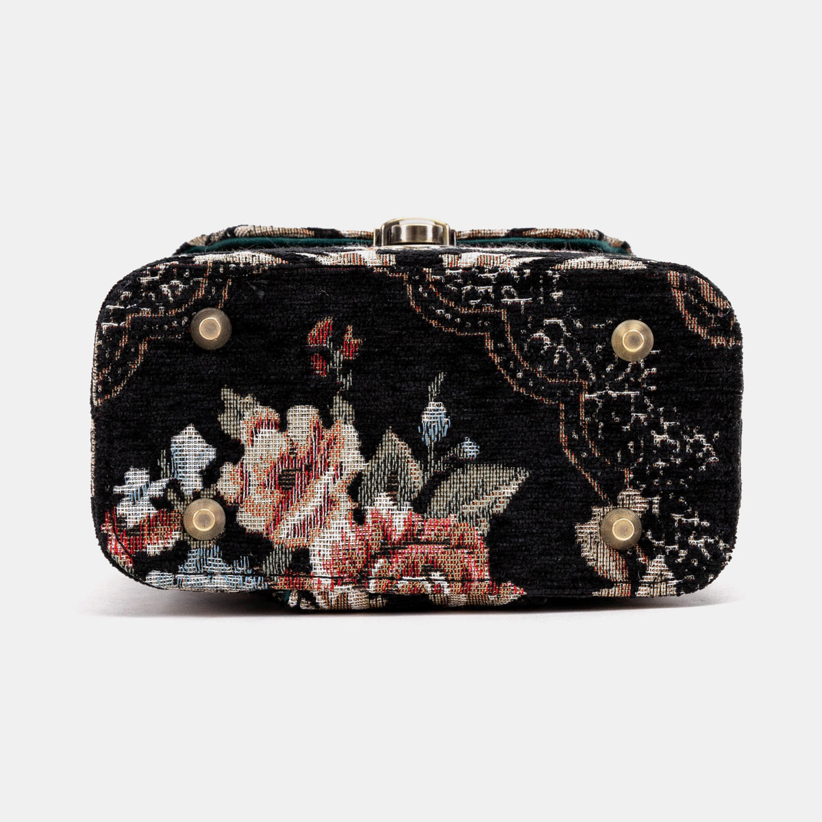 Floral Black Emma Small Train Case Crossbody Of America bottom
