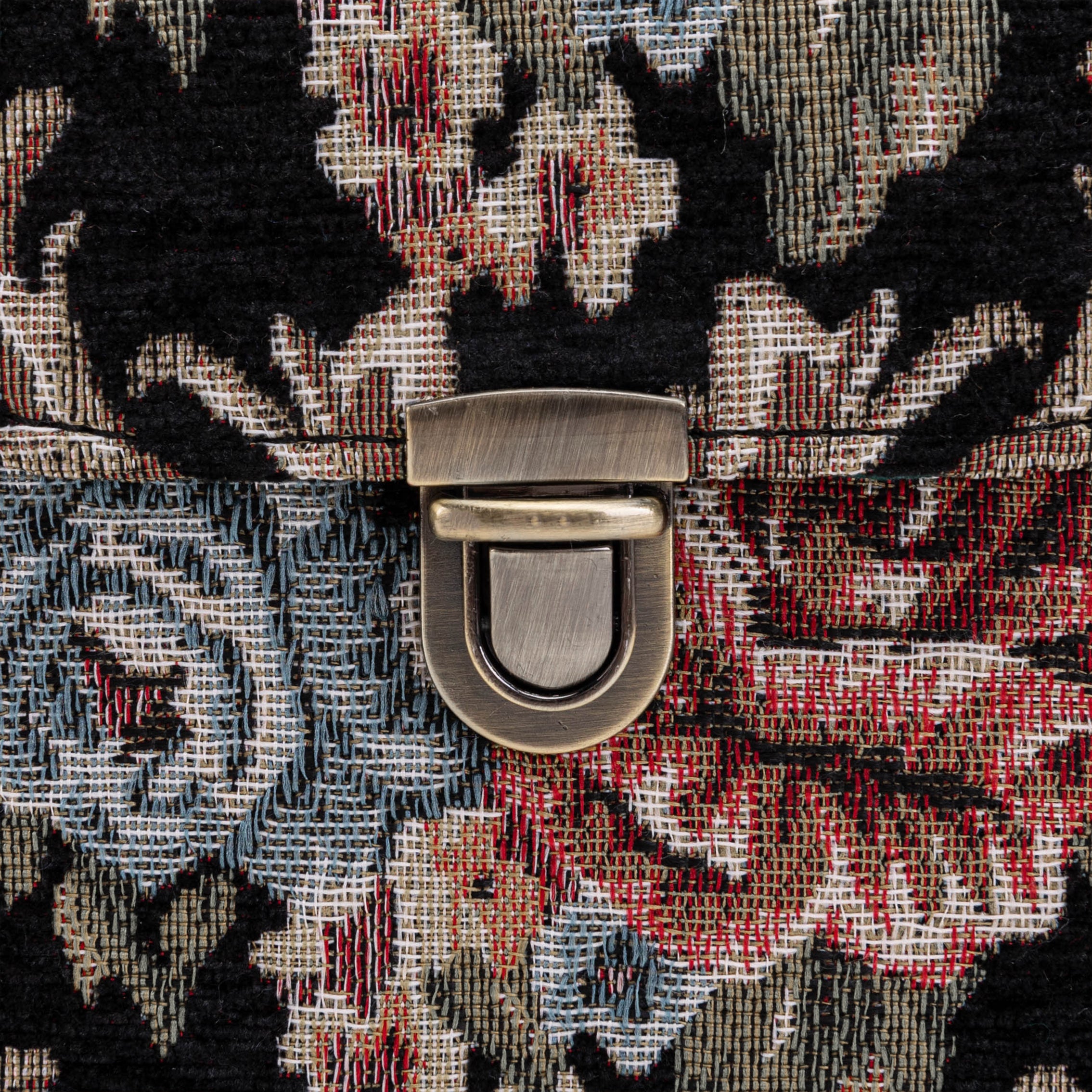 Floral Black Emma Small Train Case Crossbody Of America tuck lock