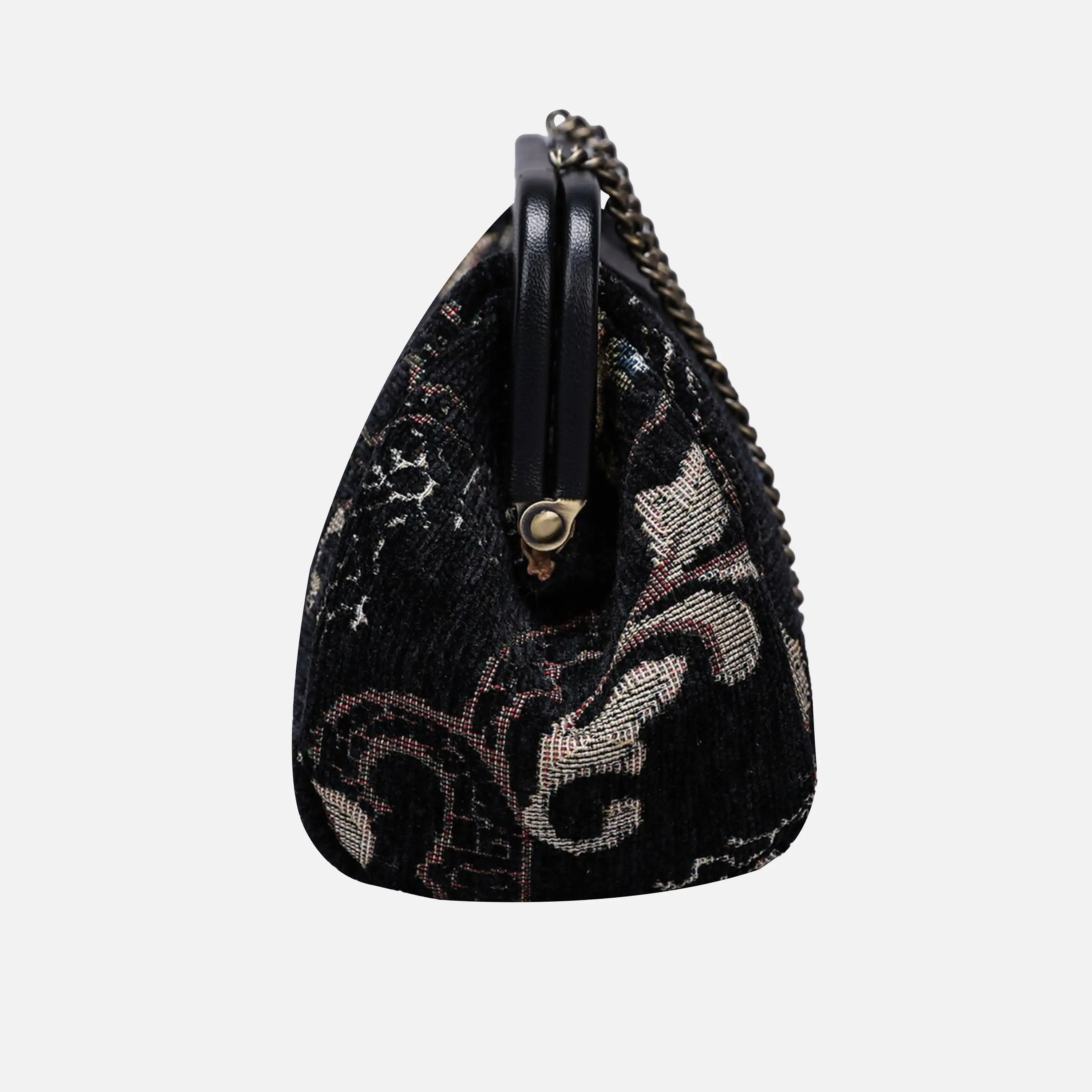 Floral Black Evening Bag Clutch carpet bag of America side