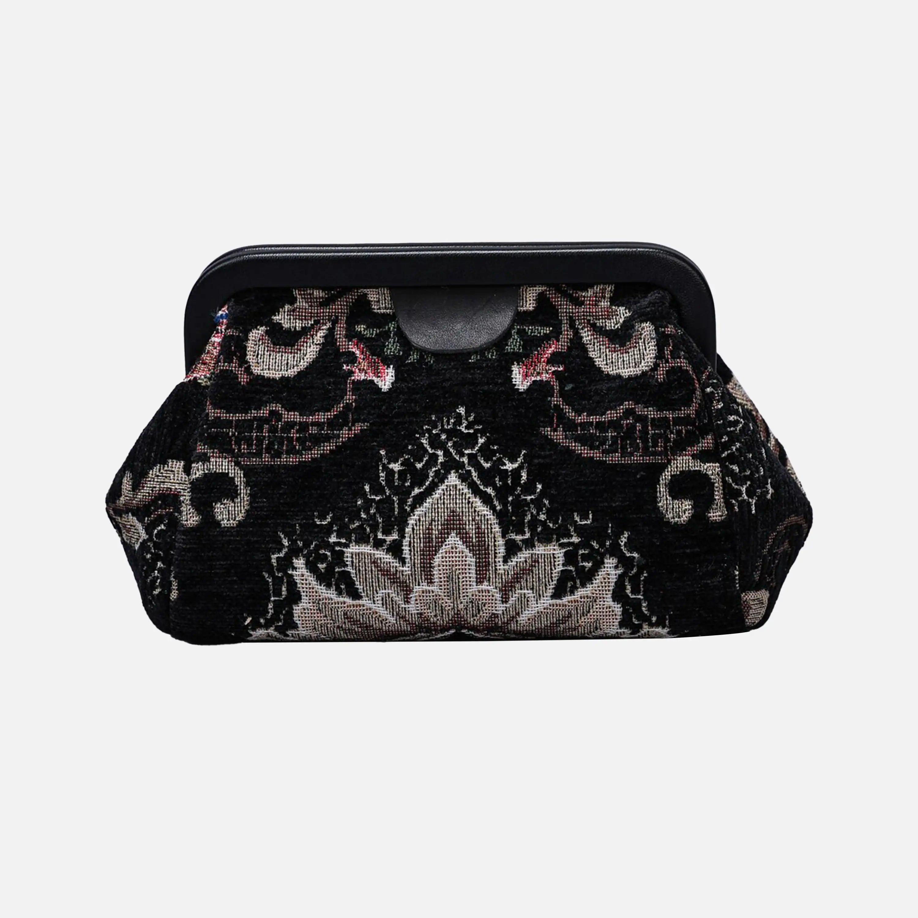 Floral Black Evening Bag Clutch carpet bag of America overview