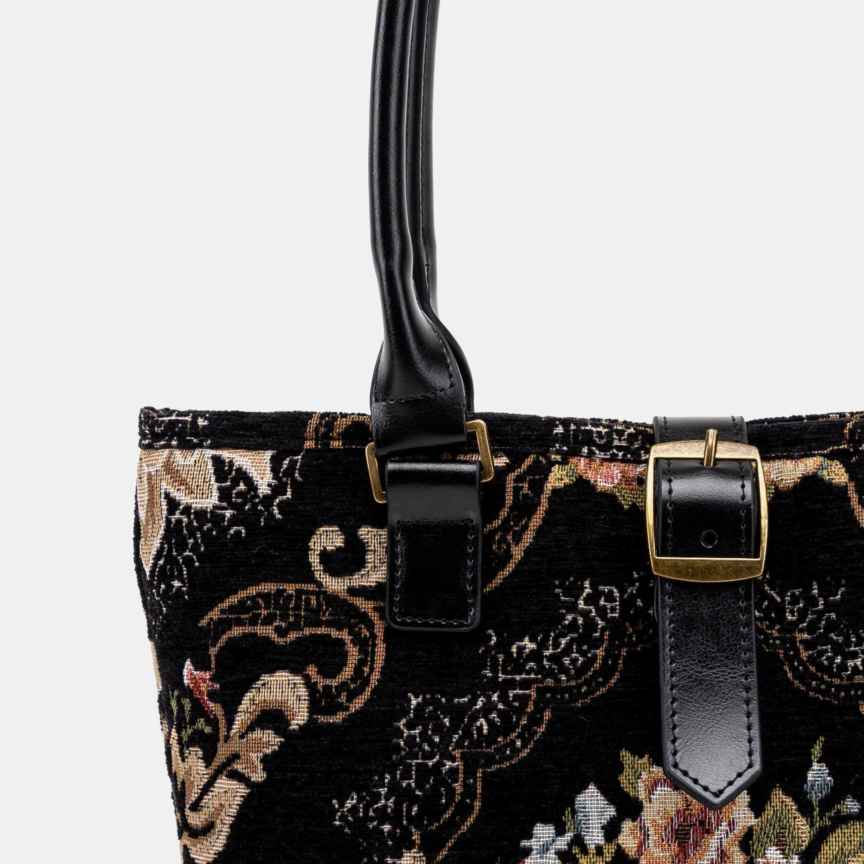 Floral Black Everyday Tote Bag of America detail