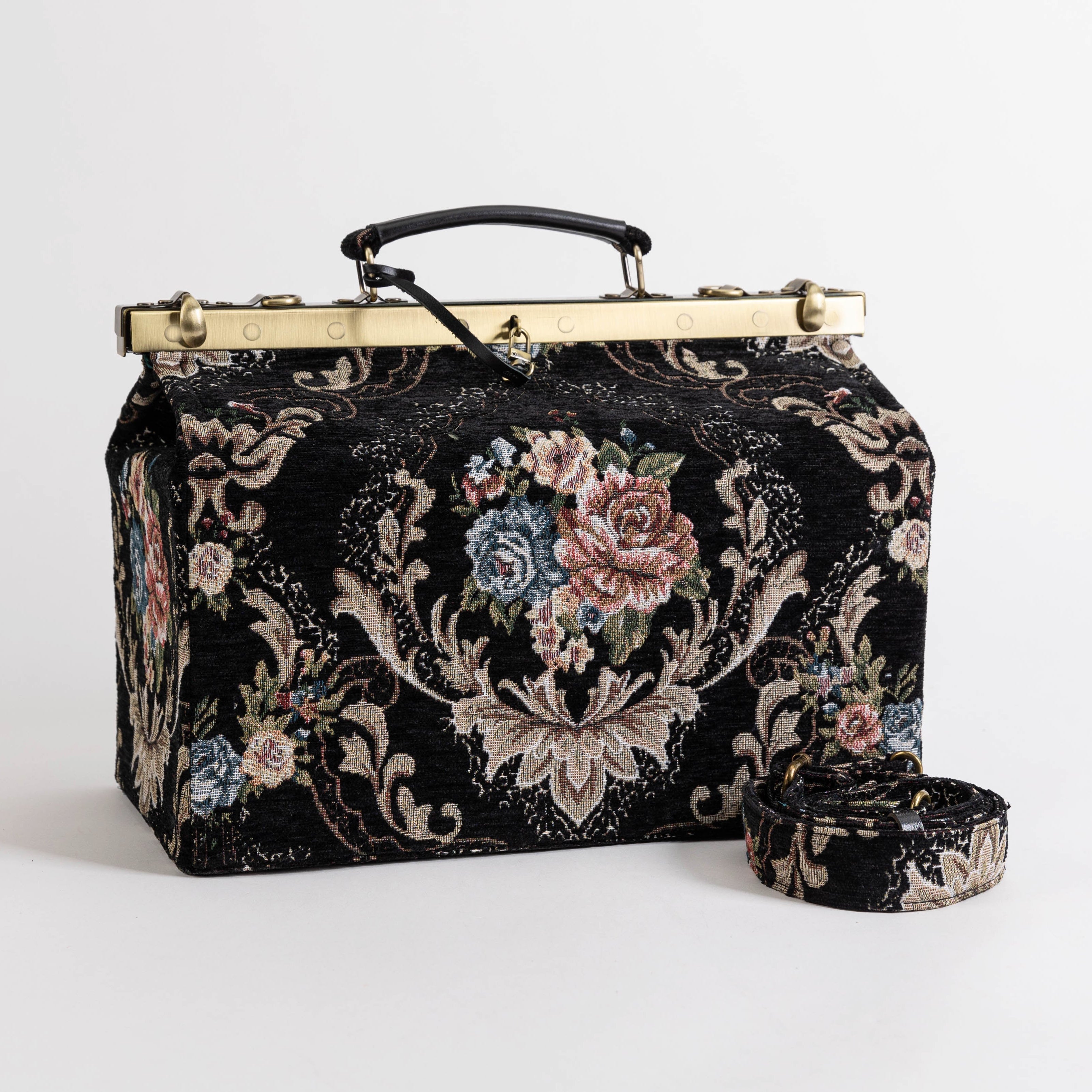 Floral Black Genevieve Carpet Gladstone Bag of America main