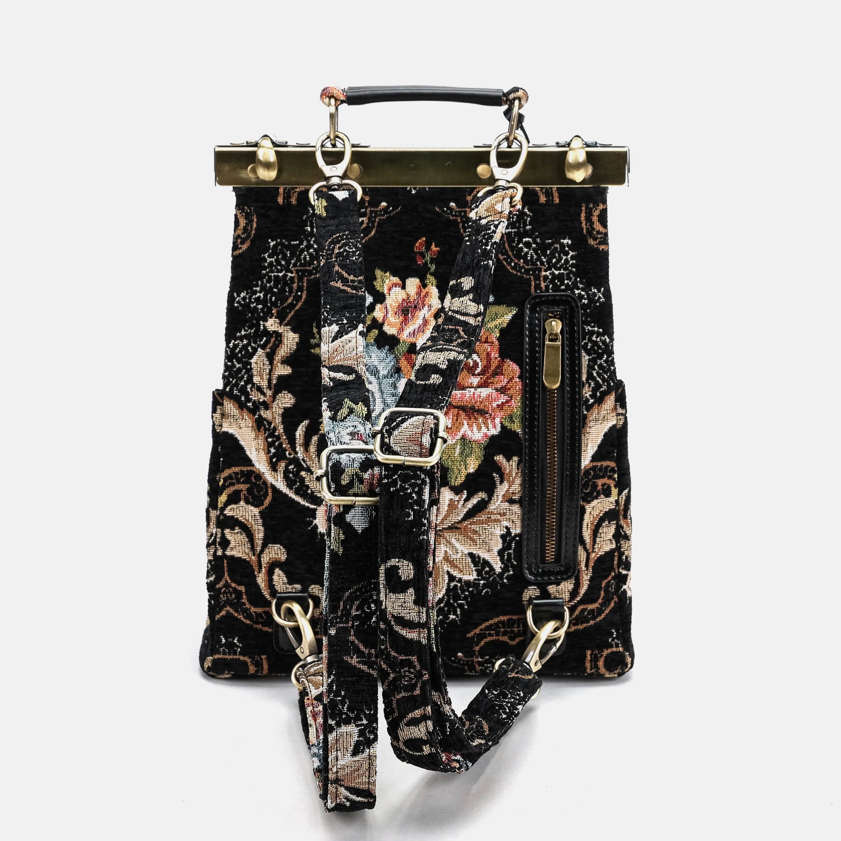 Floral Black Helena Carpet Gladstone Backpack of America back