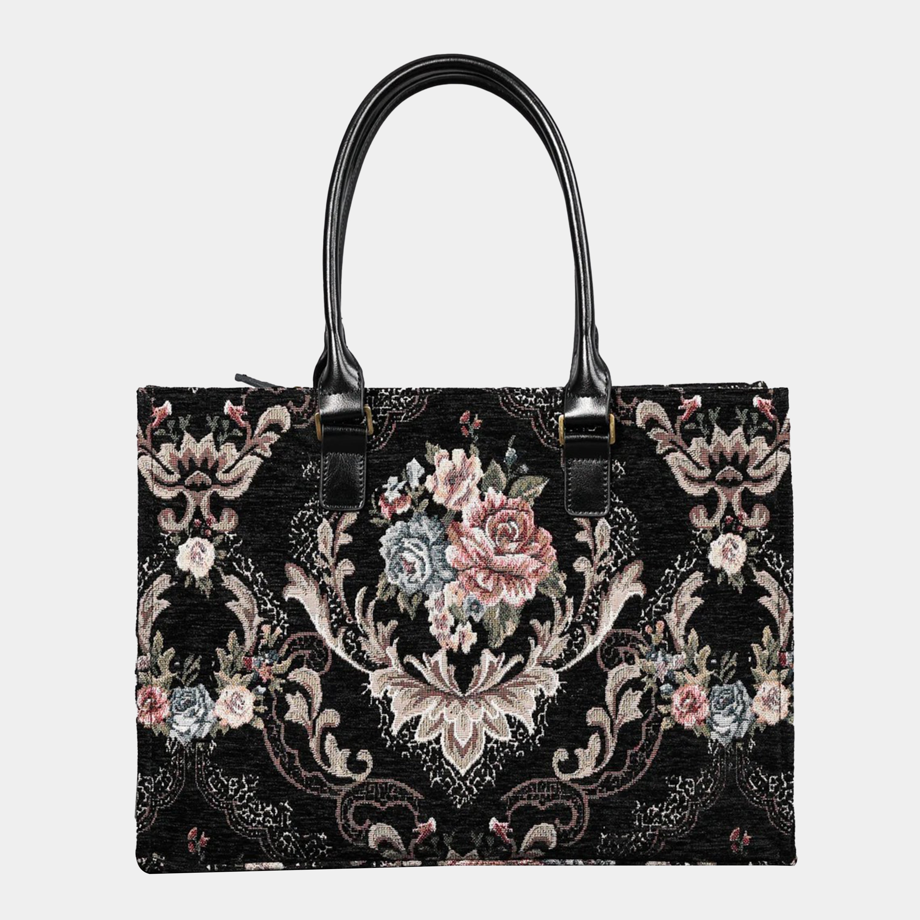 Floral Black Laptop Work Tote of America main